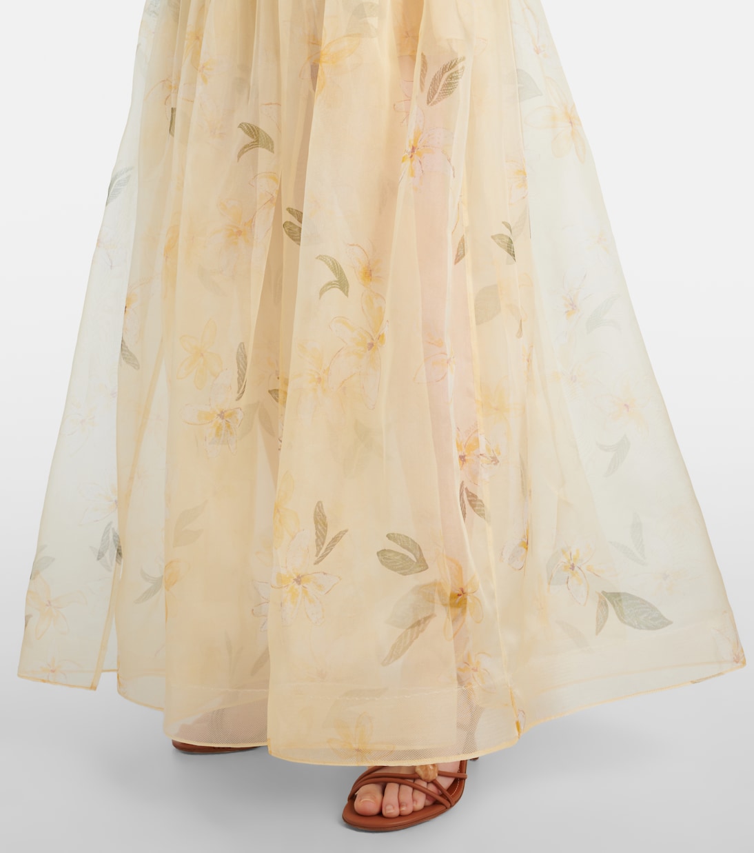 Abito lungo Balance in organza di seta con volant | Zimmermann