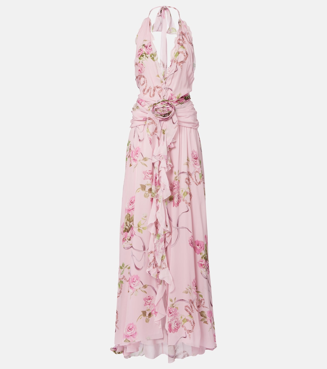 Floral ruffled georgette maxi dress | Blumarine