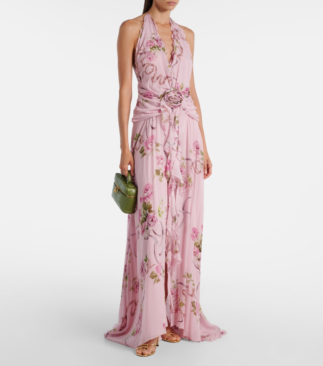 Floral ruffled georgette maxi dress | Blumarine