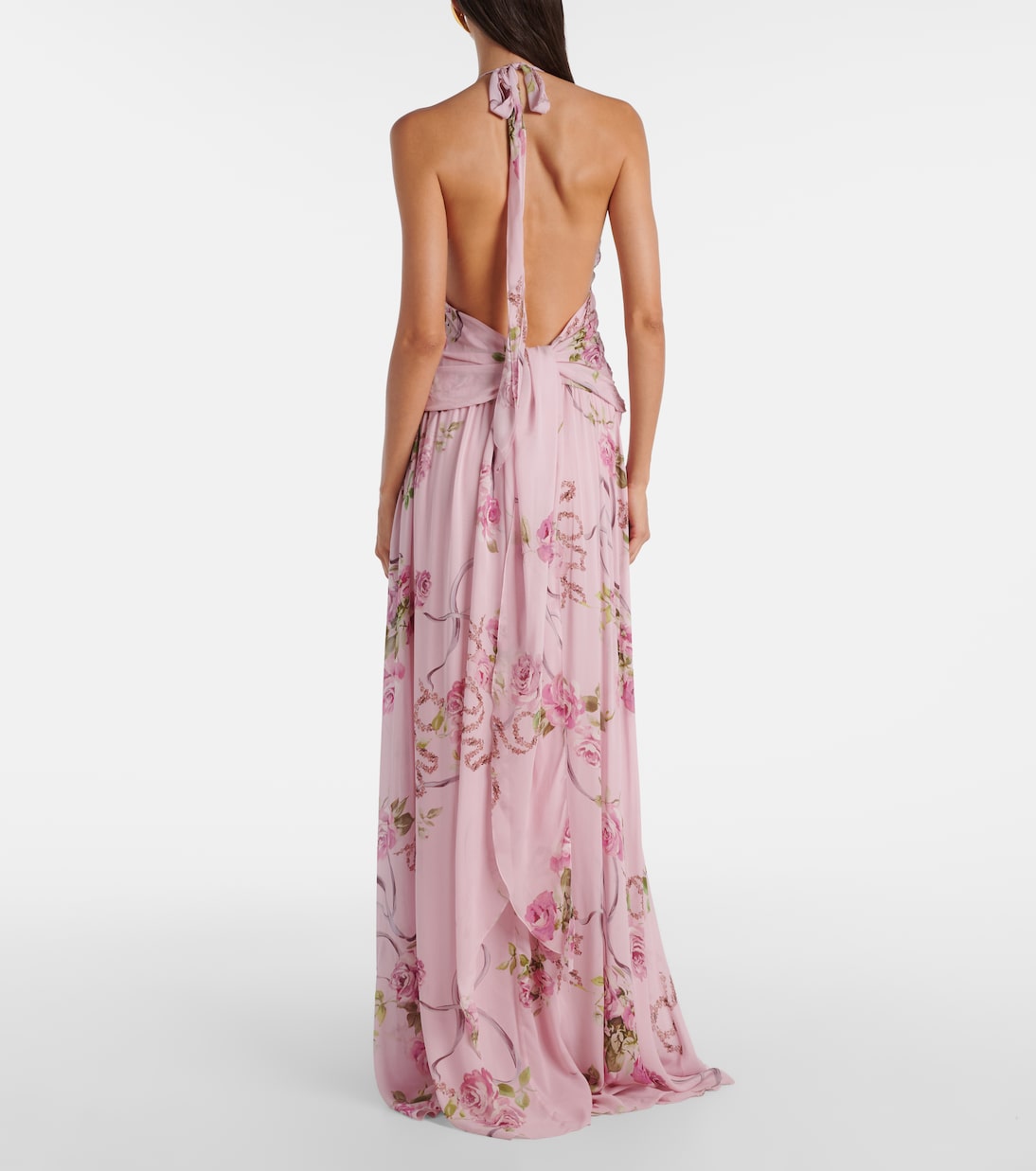 Floral ruffled georgette maxi dress | Blumarine