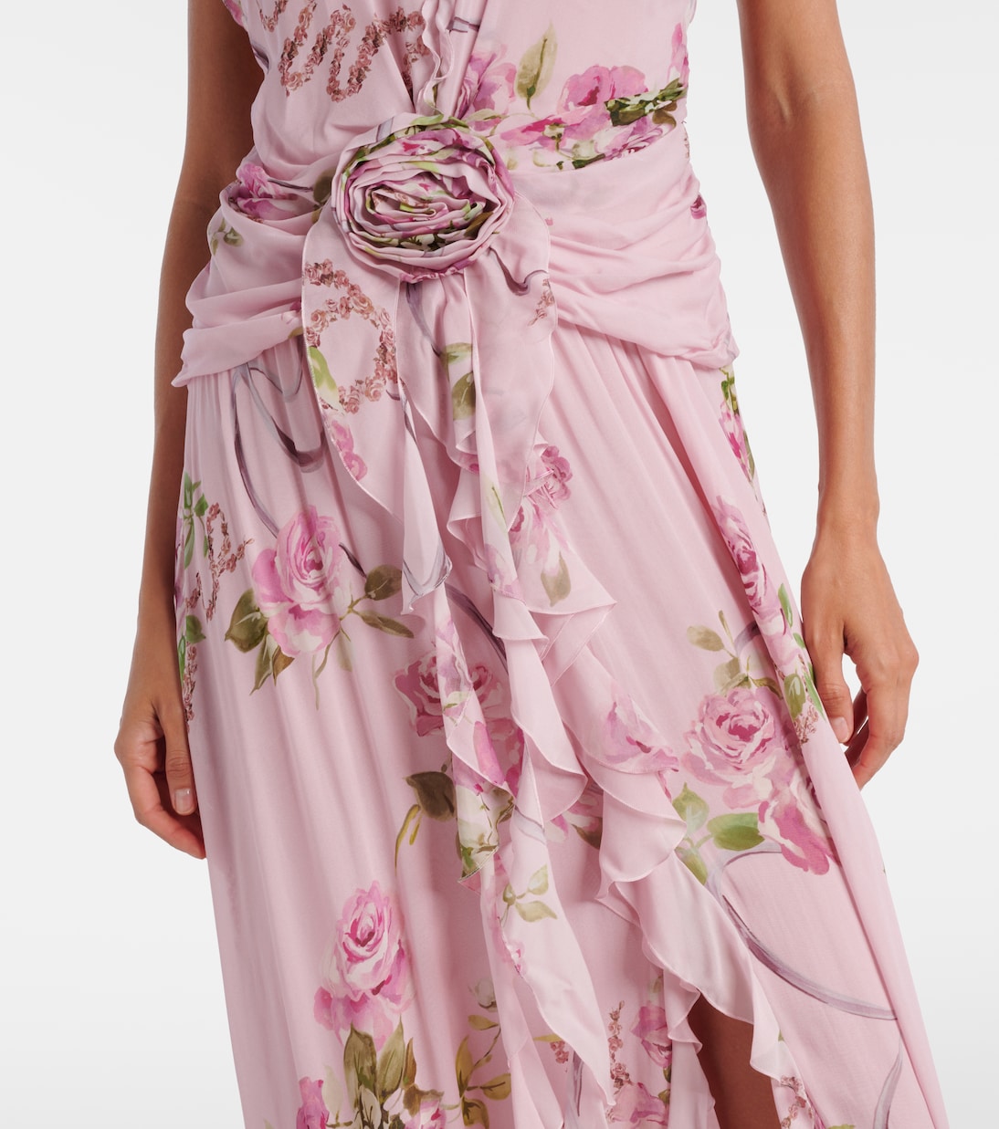 Floral ruffled georgette maxi dress | Blumarine
