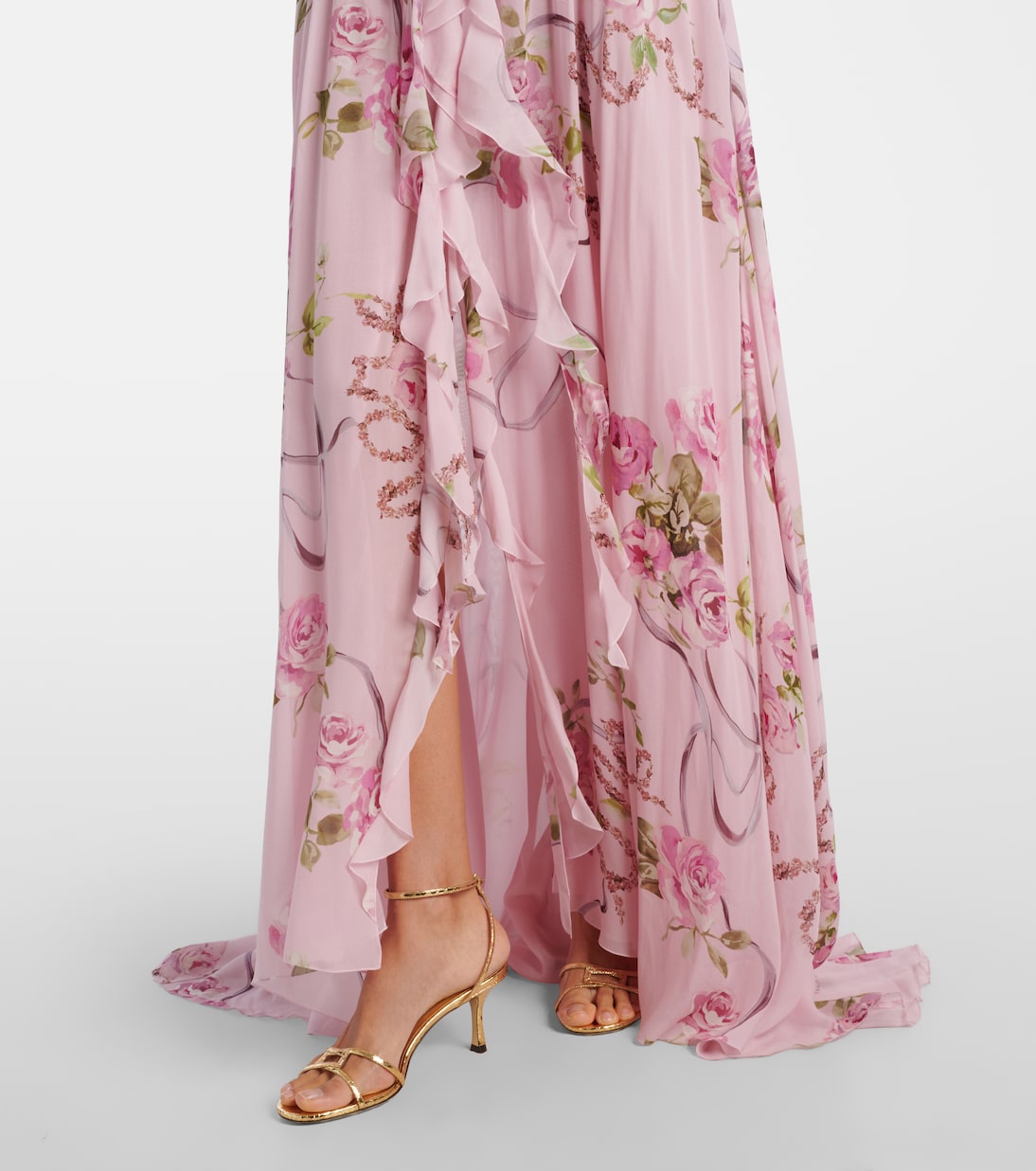 Floral ruffled georgette maxi dress | Blumarine