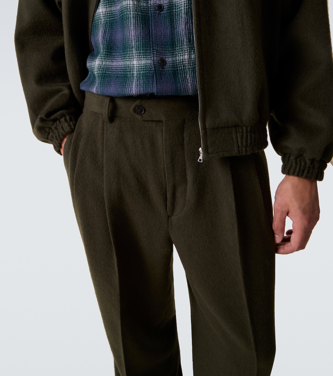 Camel hair flannel straight pants | Auralee