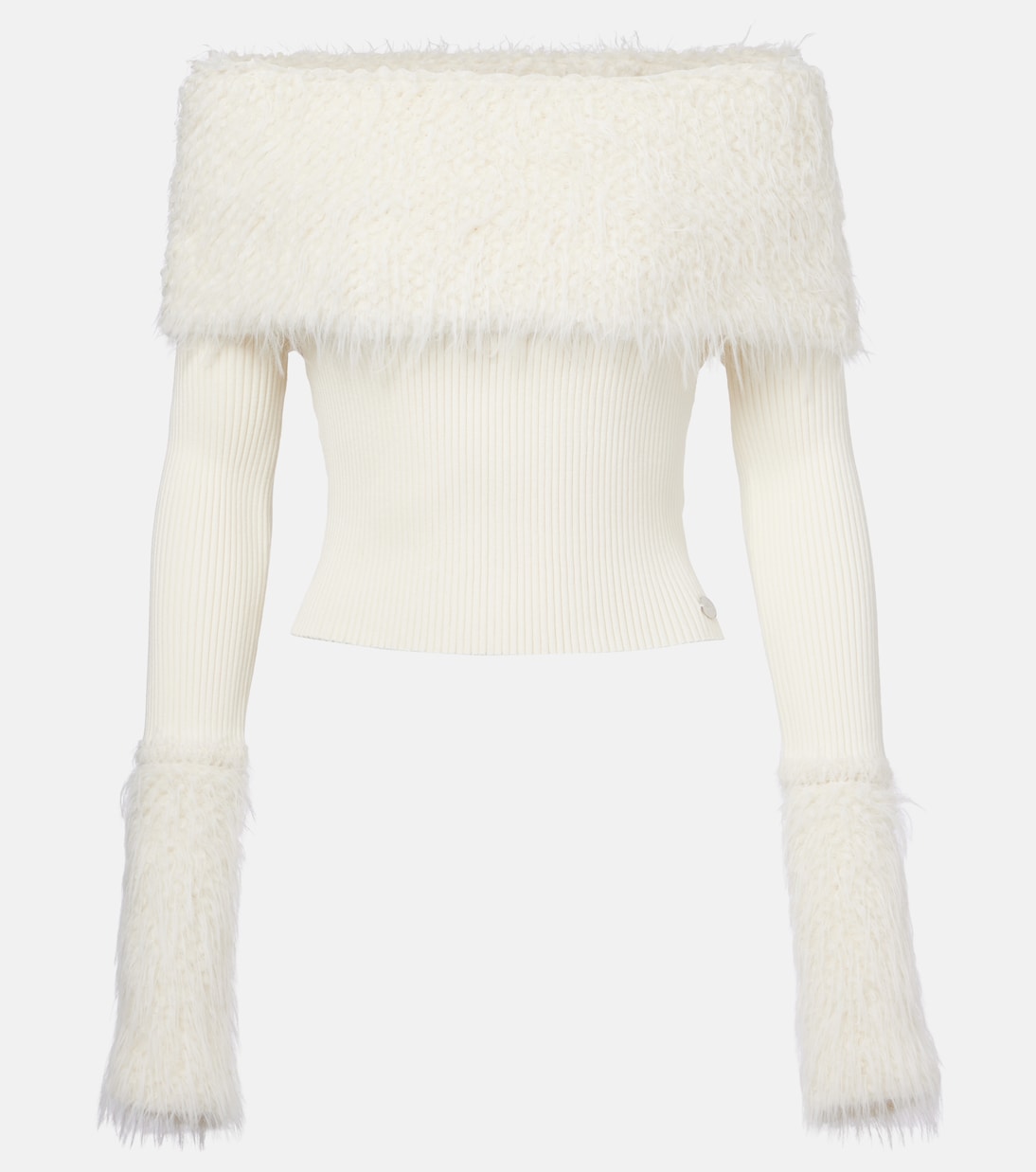 Ribbed-knit faux fur-trimmed top | Jean Paul Gaultier