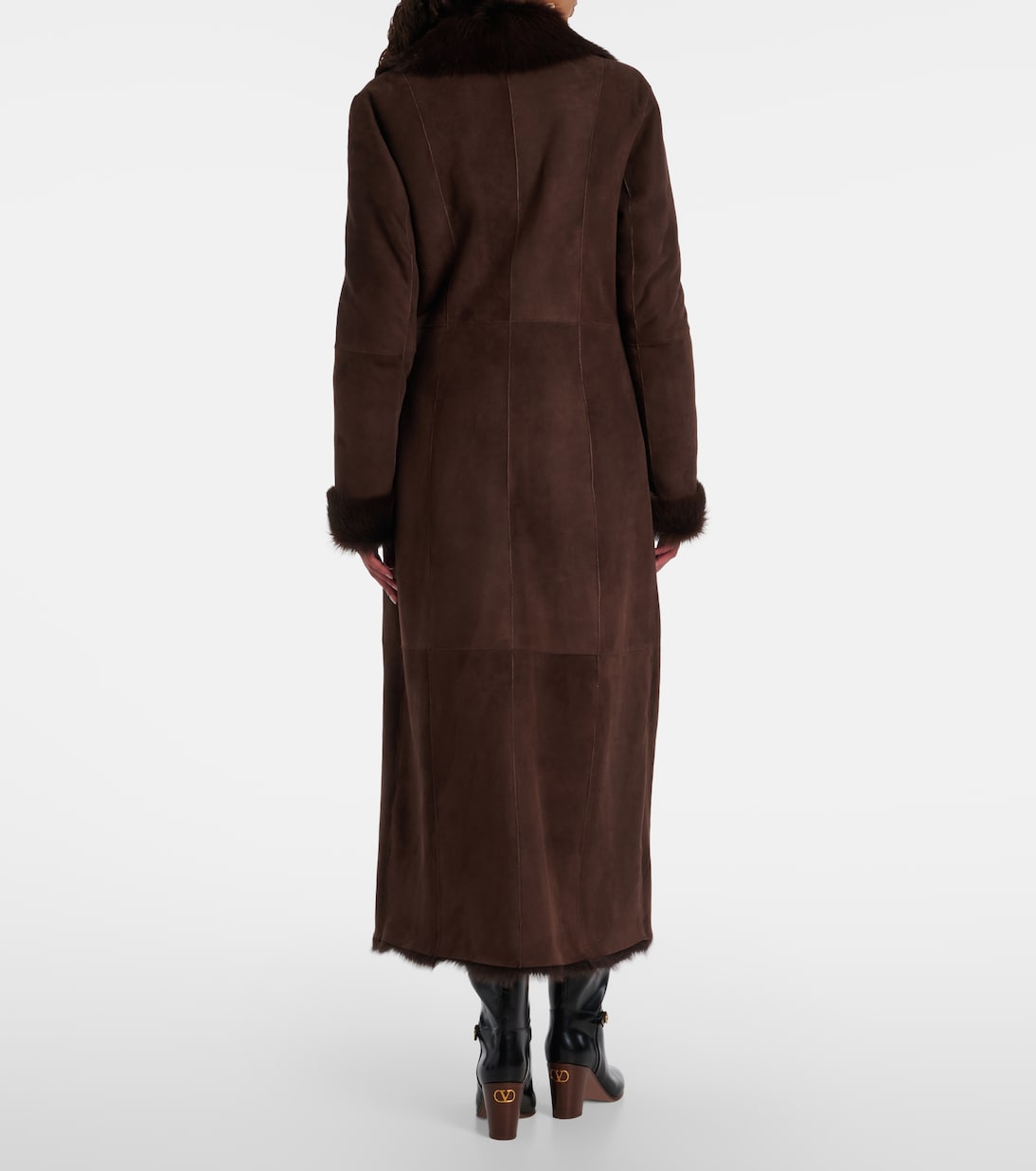 Joni shearling-lined suede wrap coat | Nour Hammour