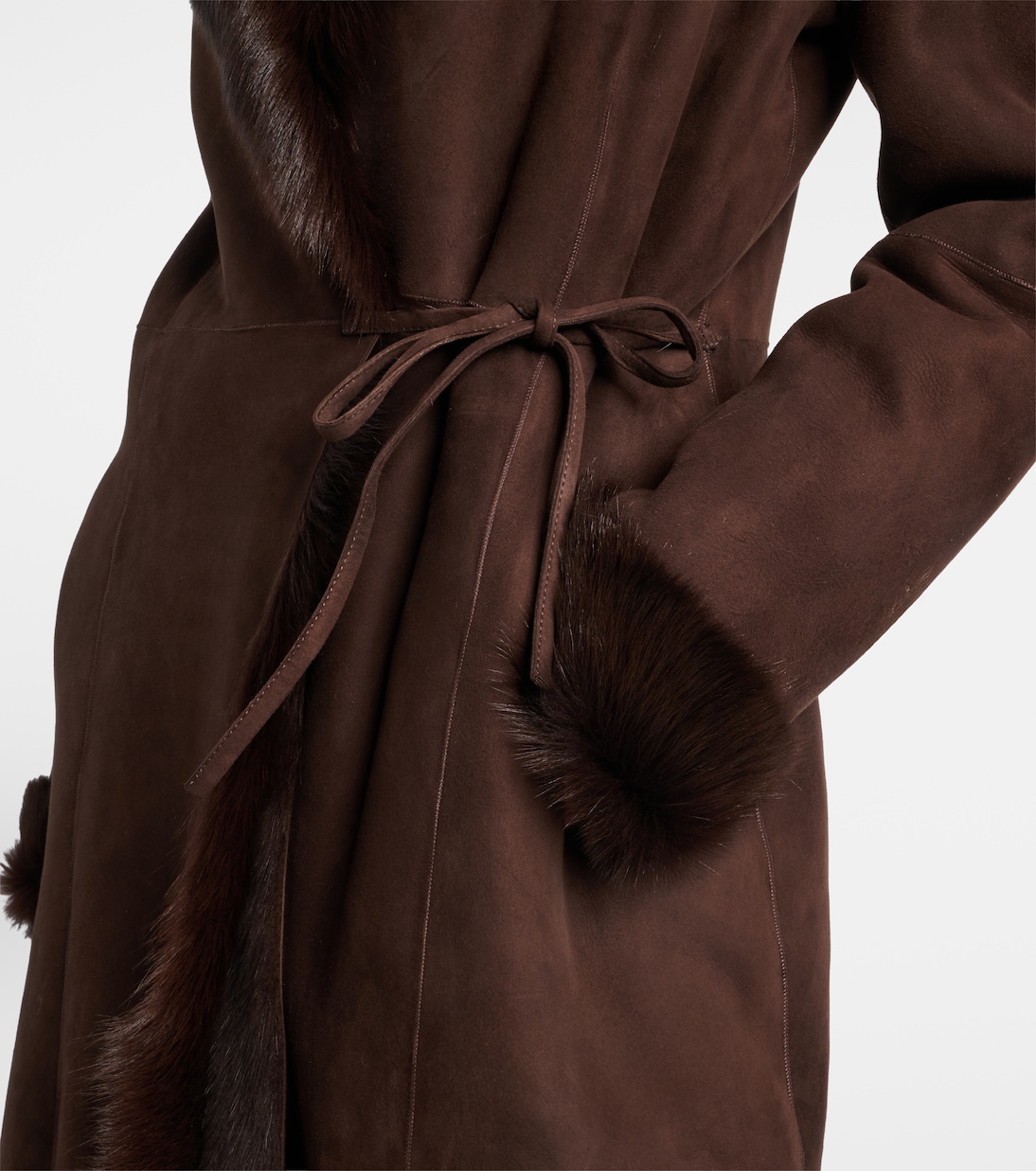 Joni shearling-lined suede wrap coat | Nour Hammour