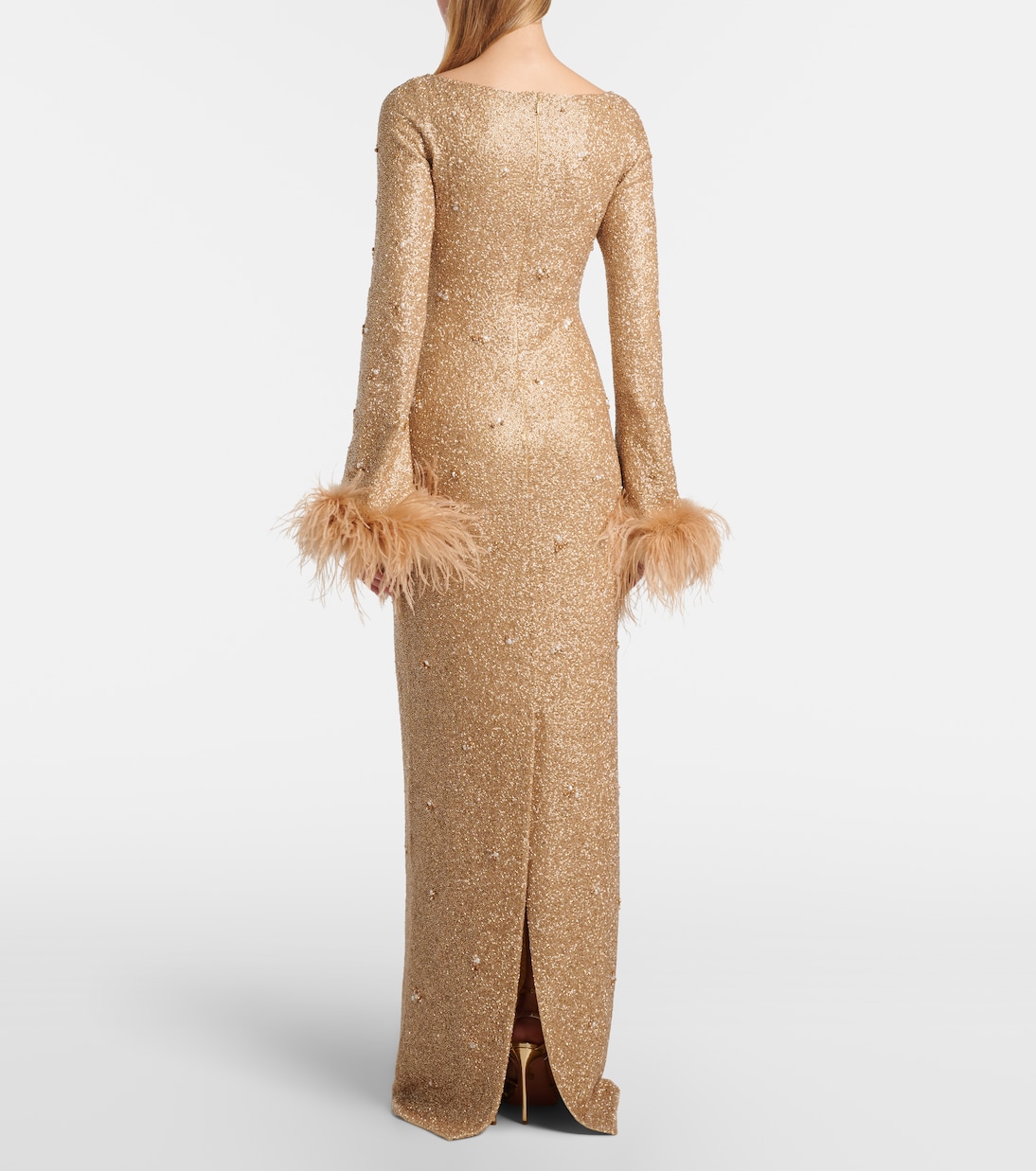 Verzierte Robe Mae mit Federn | Clio Peppiatt