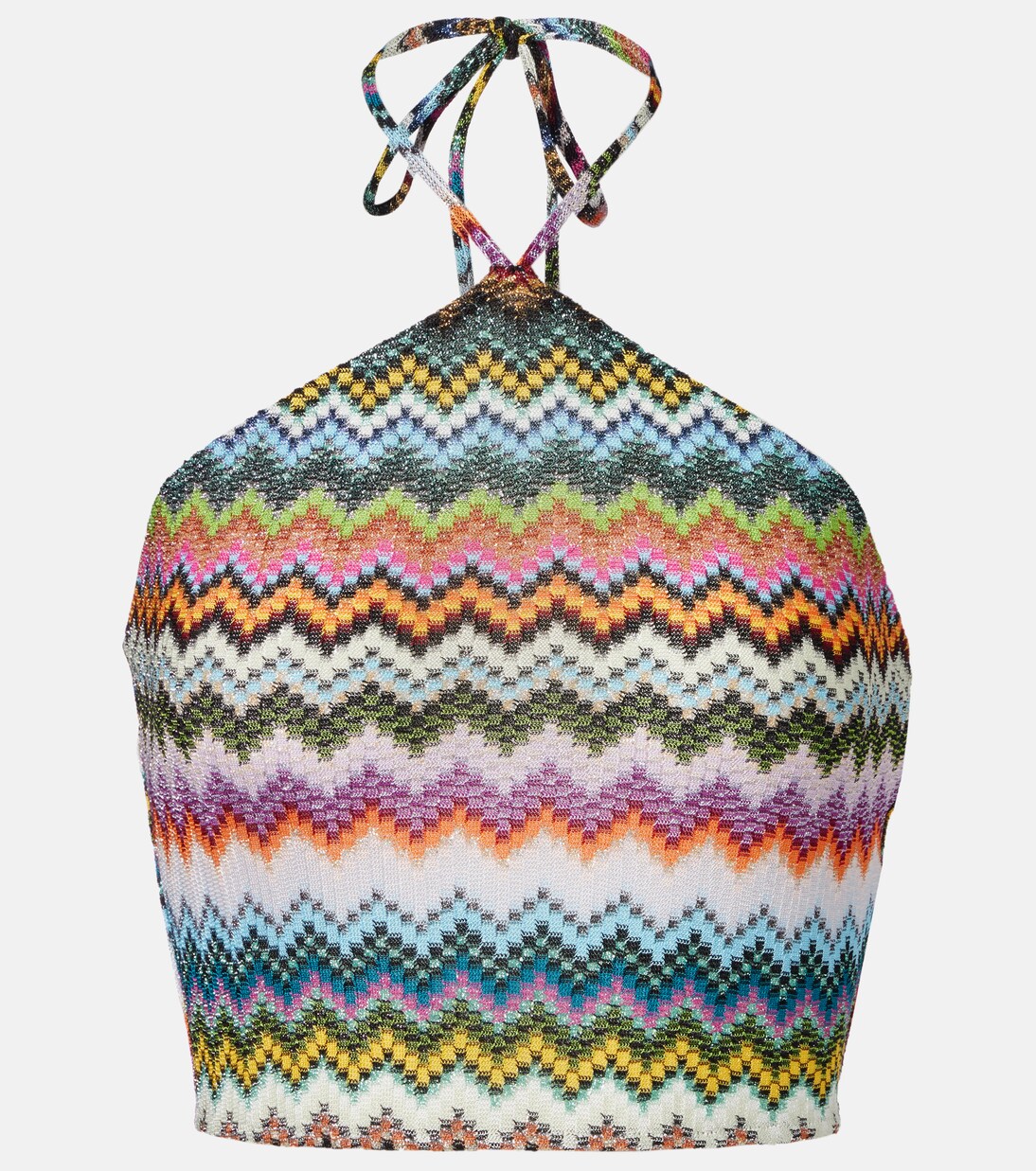 Zig Zag halterneck lamé crop top | Missoni