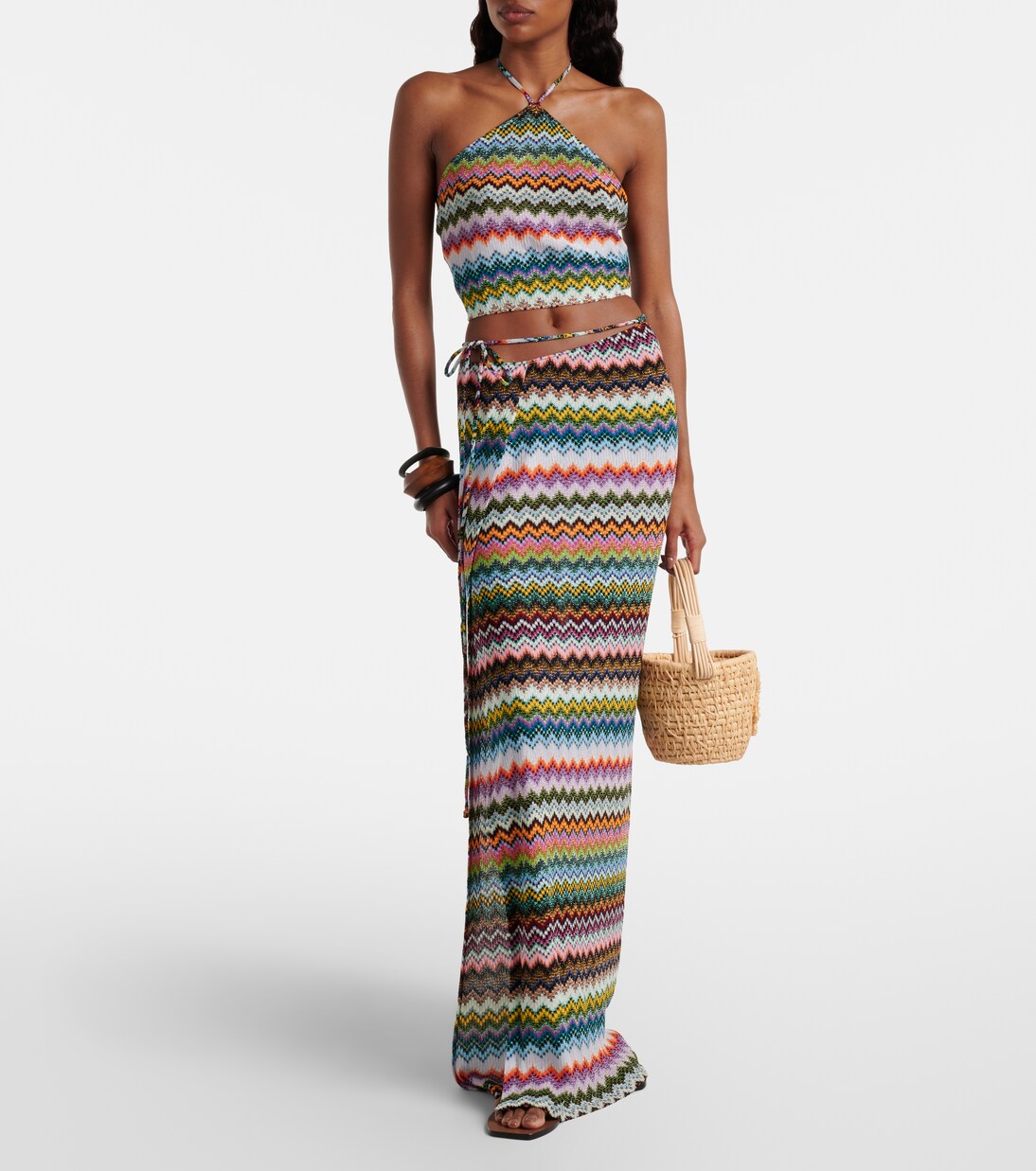 Zig Zag halterneck lamé crop top | Missoni