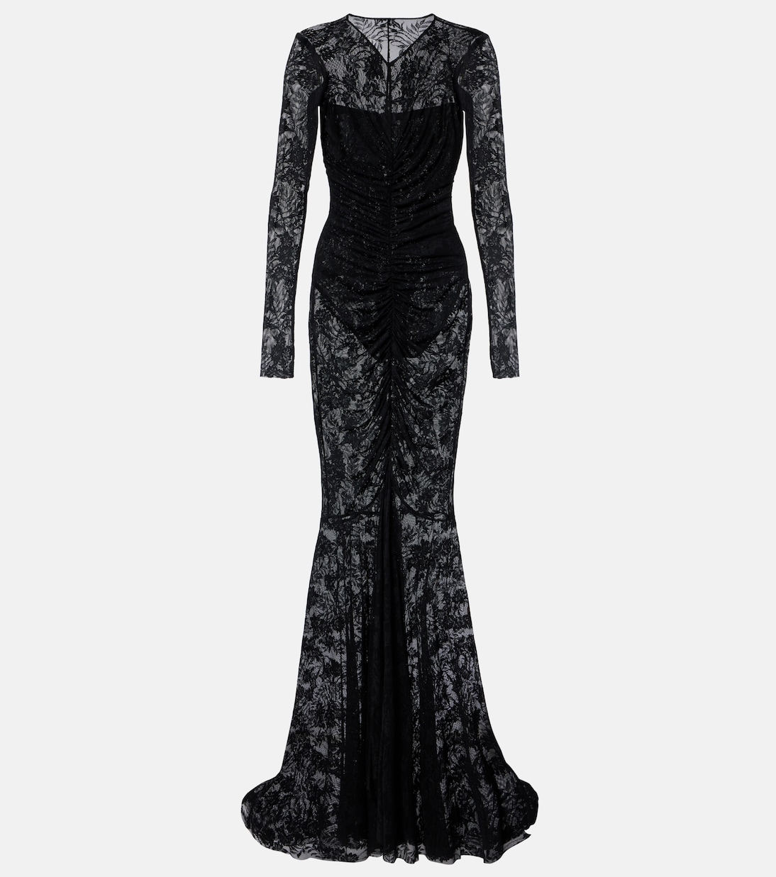 Ruched lace gown  | Norma Kamali