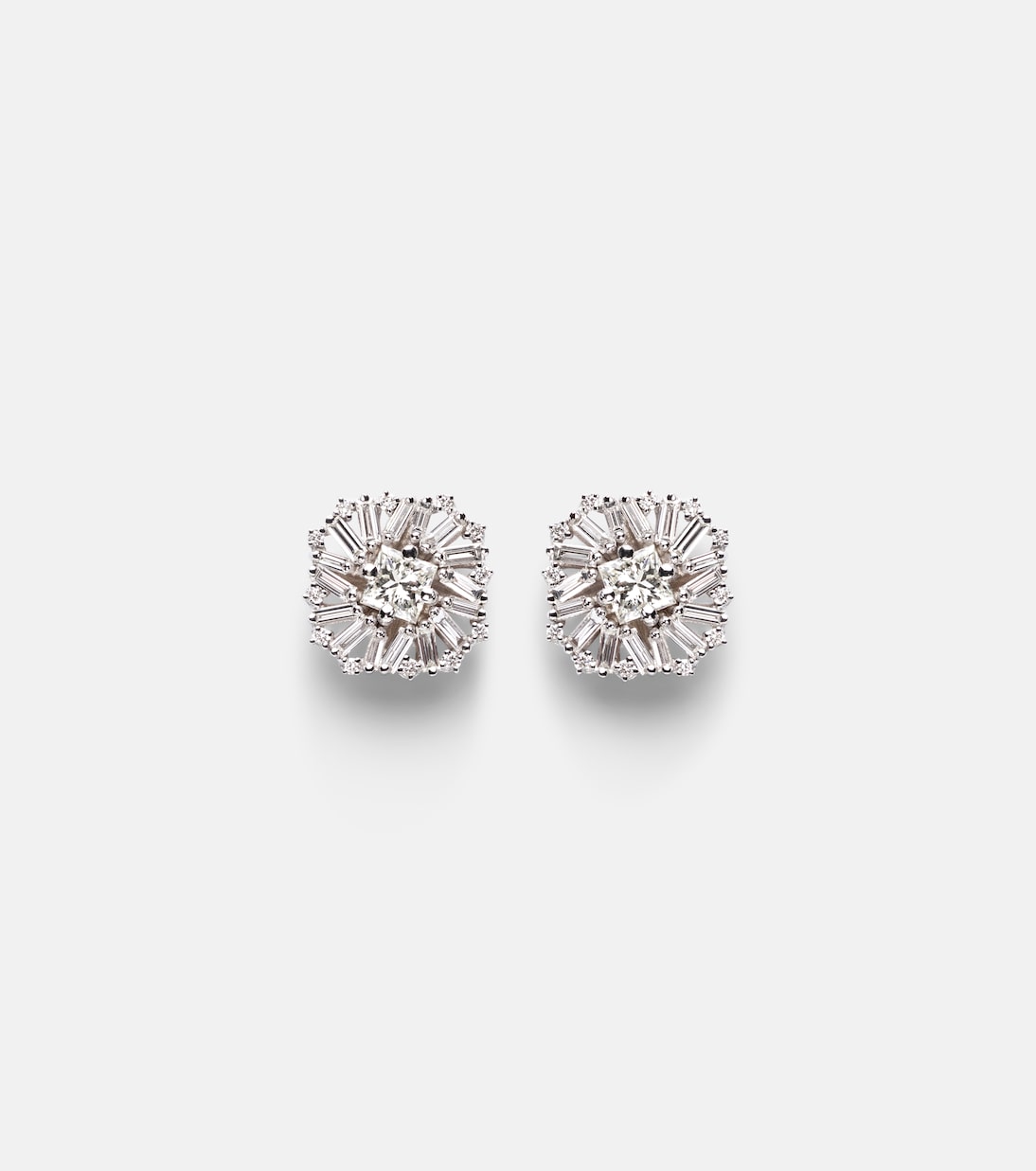 Pendientes Princess Burst de oro blanco de 18 ct con diamantes | Suzanne Kalan