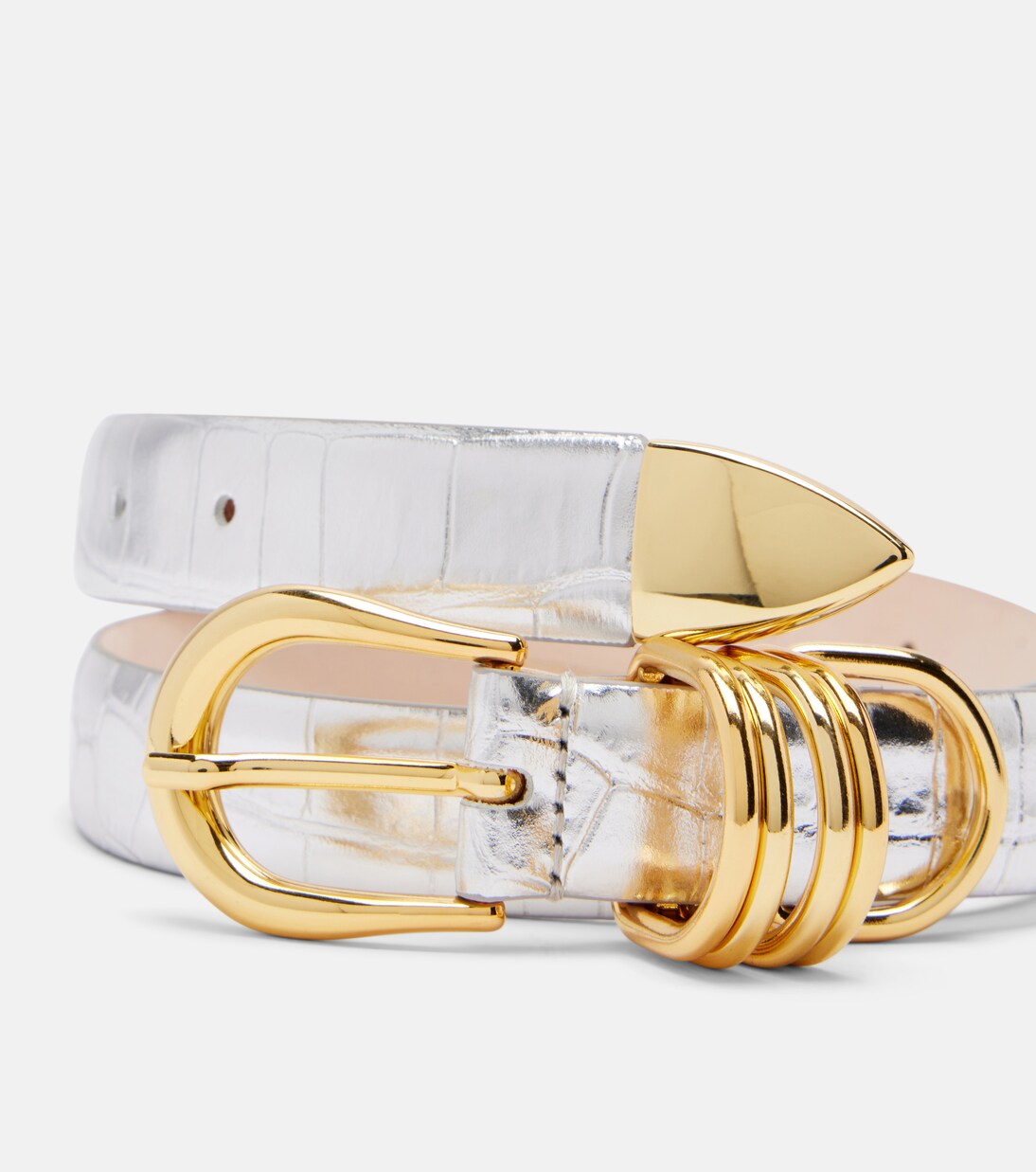 Hollyhock croc-effect mirrored leather belt | Déhanche