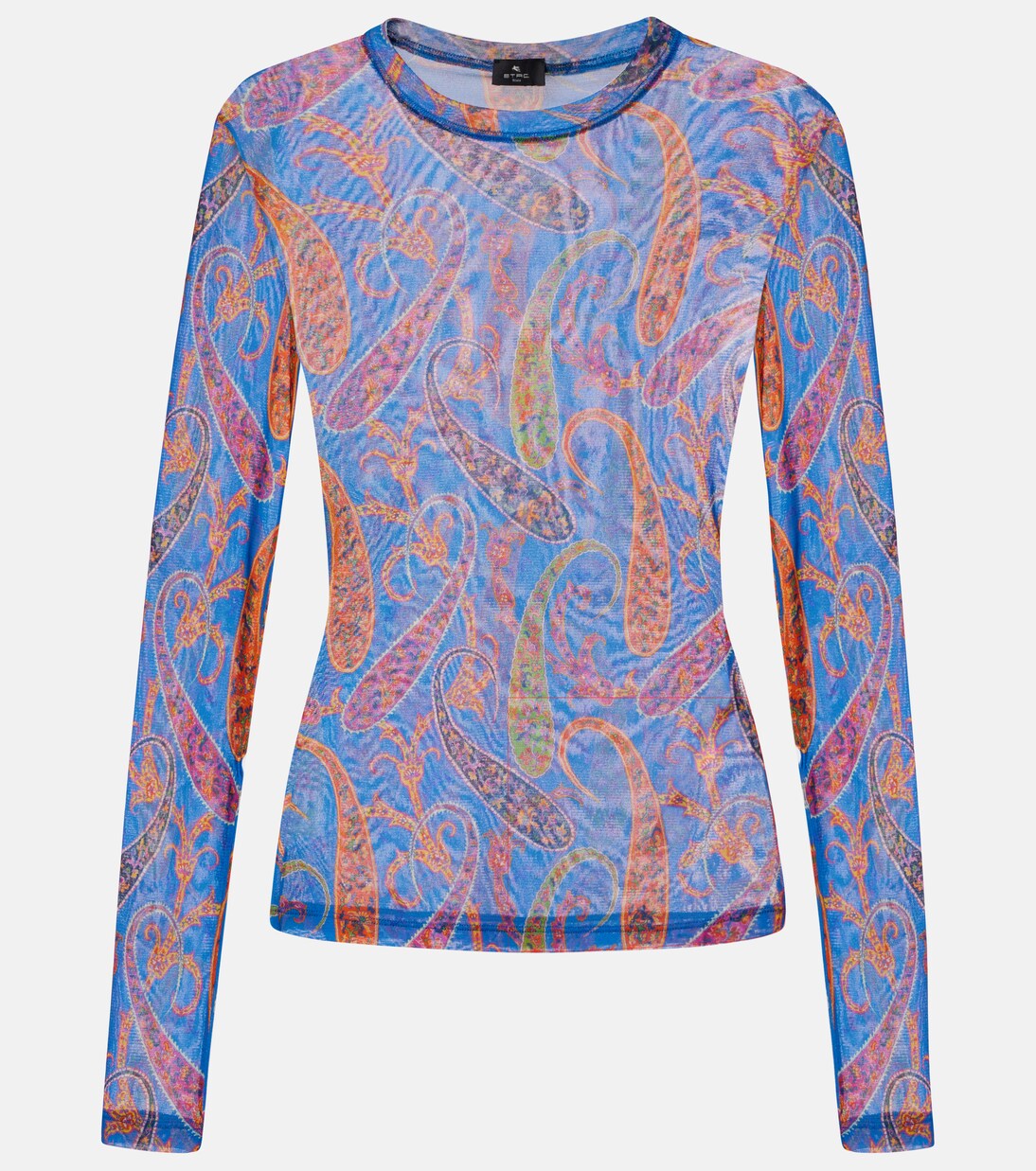 Semi-sheer velvet-trimmed tulle top | Etro