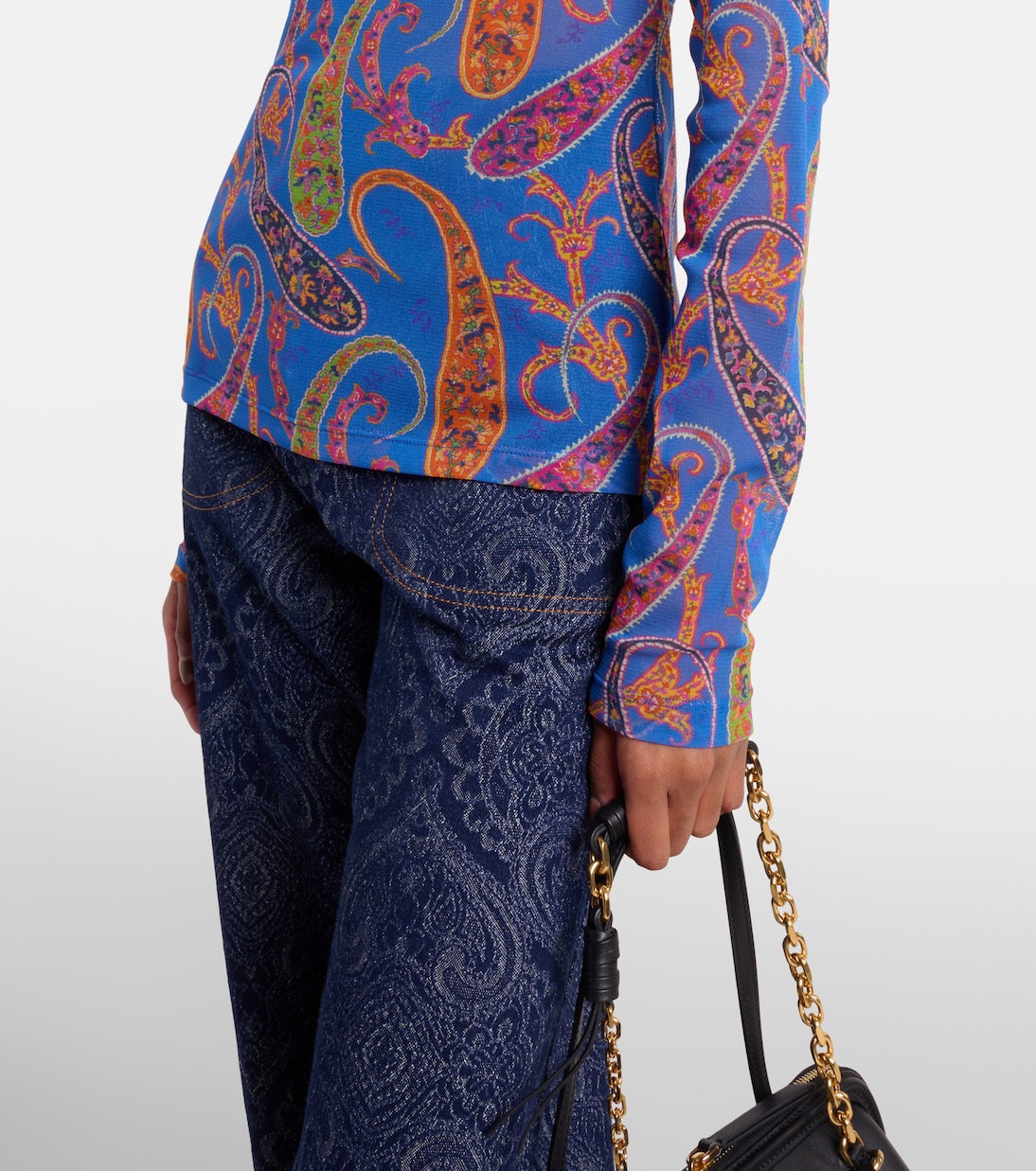 Semi-sheer velvet-trimmed tulle top | Etro