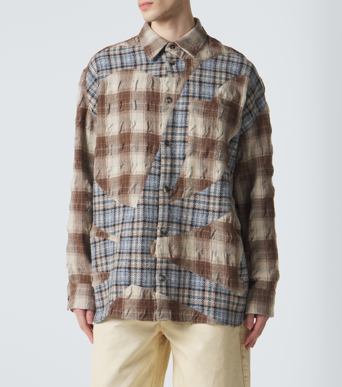 Logo plaid wool and cotton flannel shirt | Loewe