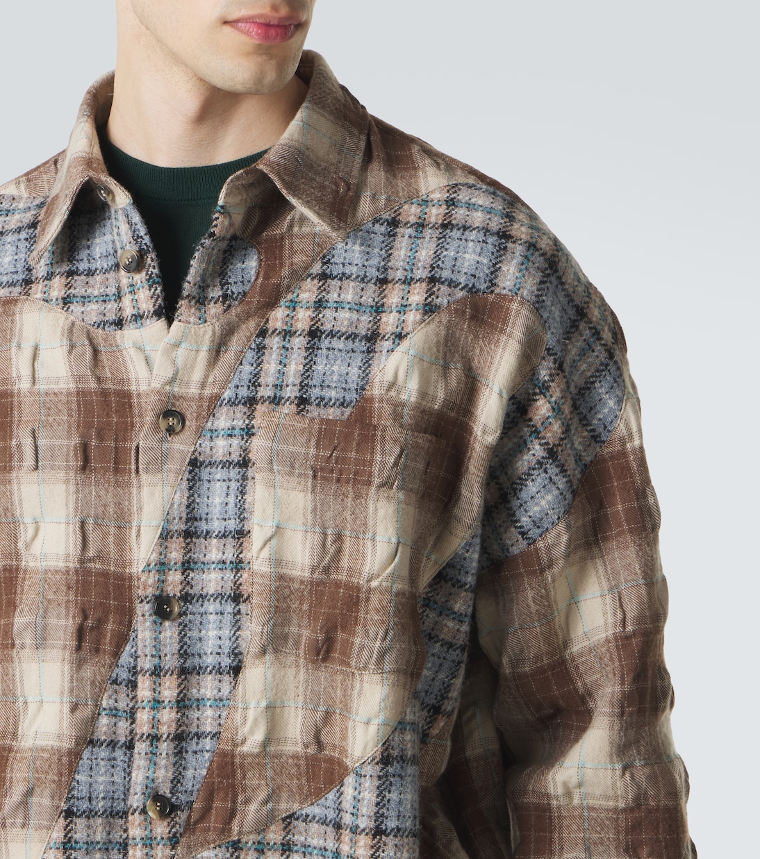 Logo plaid wool and cotton flannel shirt | Loewe