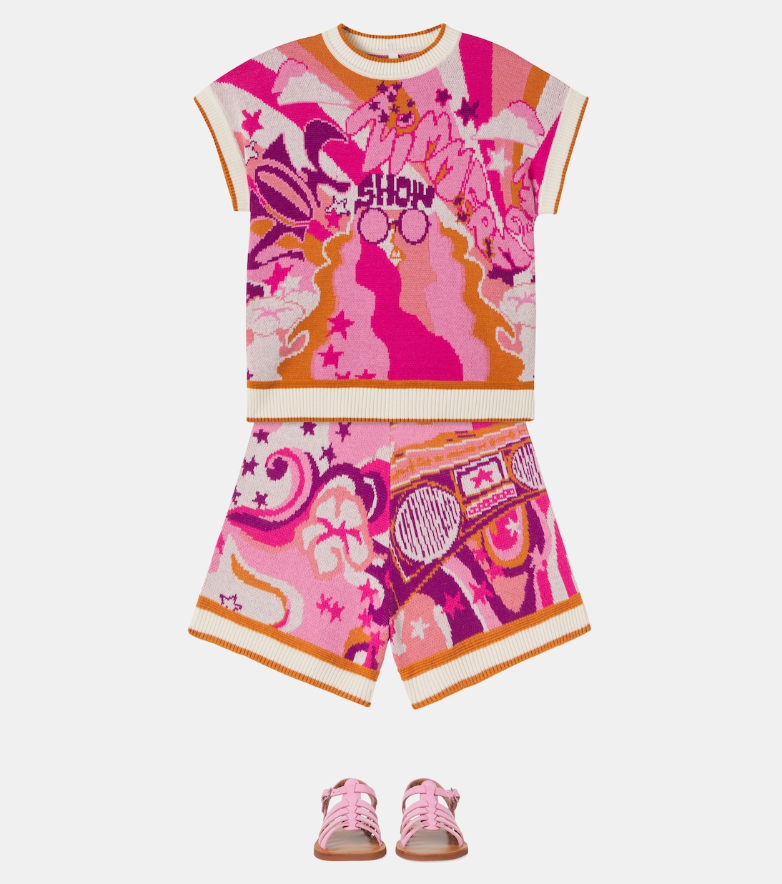 Printed knitted cotton shorts | Zimmermann Kids