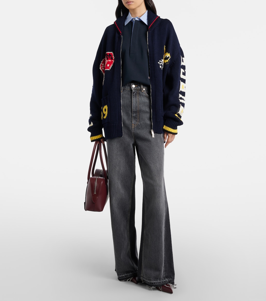 Intarsia cotton zip-up cardigan | Stella McCartney