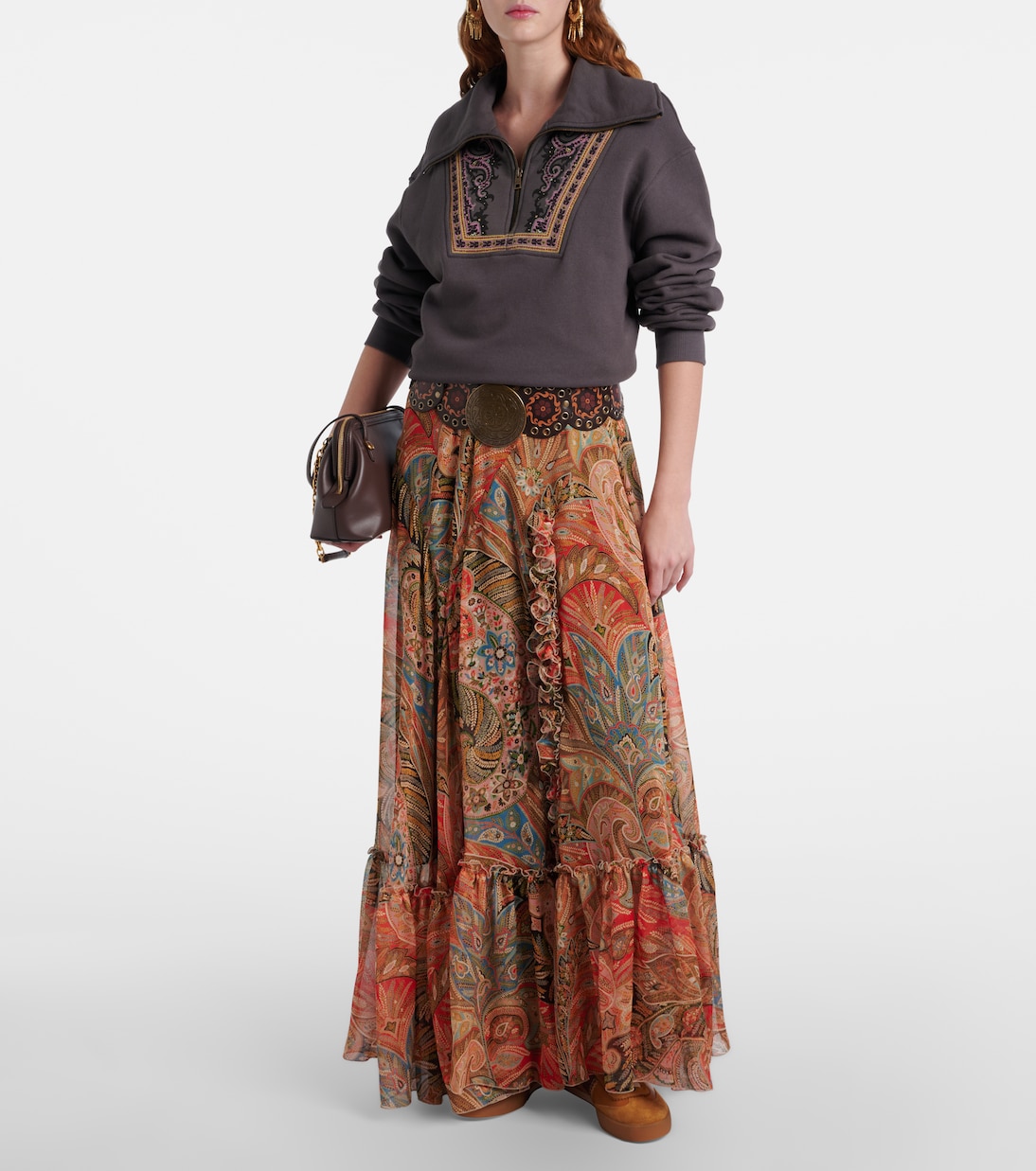 Pegaso绒面革边饰皮革运动鞋 | Etro