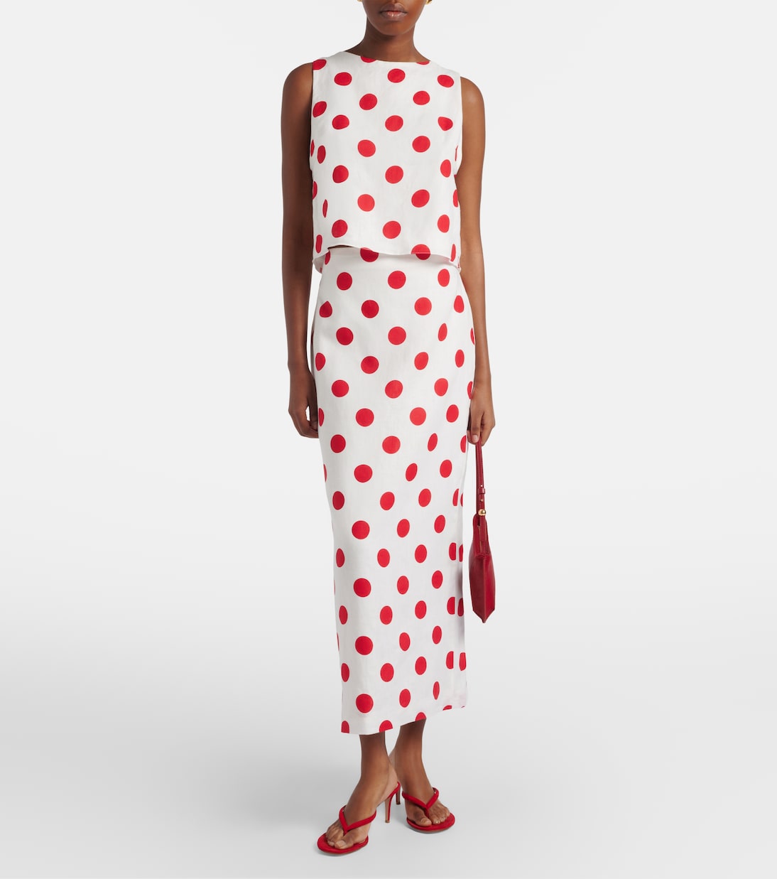Bruna polka-dot linen maxi skirt | Cala de la Cruz