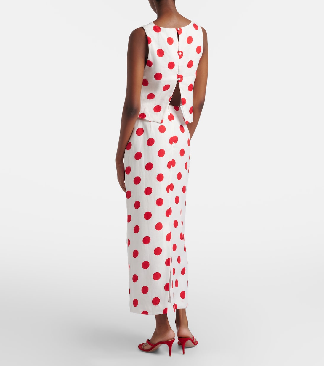 Bruna polka-dot linen maxi skirt | Cala de la Cruz