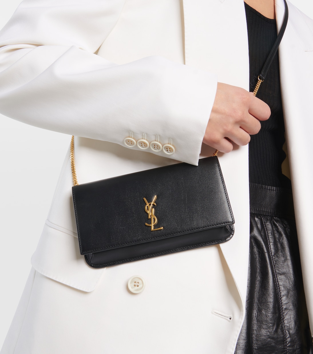 Cassandre leather phone pouch in black Saint Laurent Mytheresa