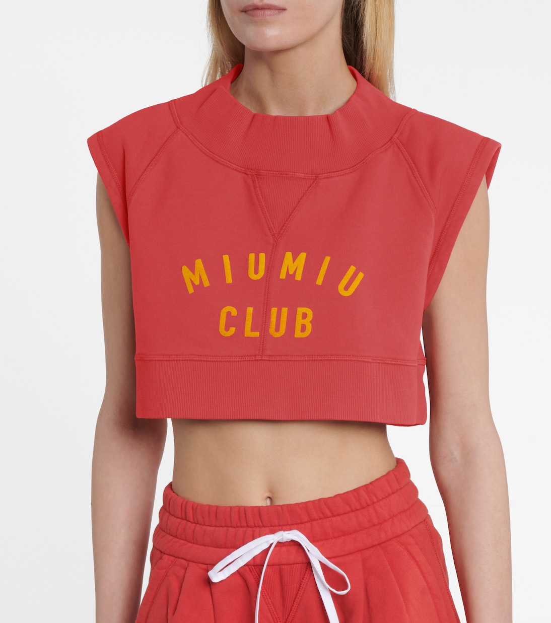 Logo cotton crop top | Miu Miu