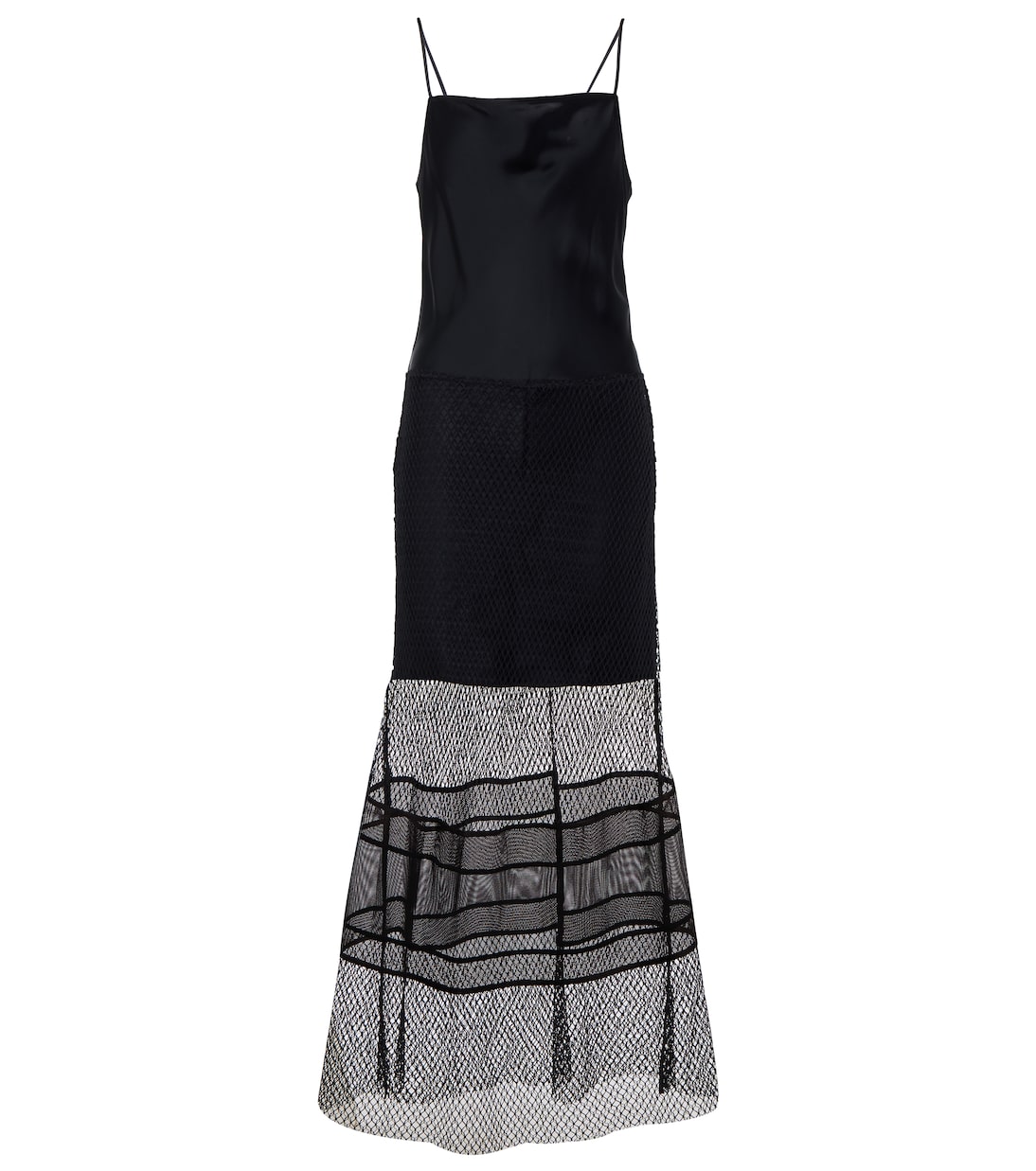 Mesh-trimmed satin slip dress | Helmut Lang