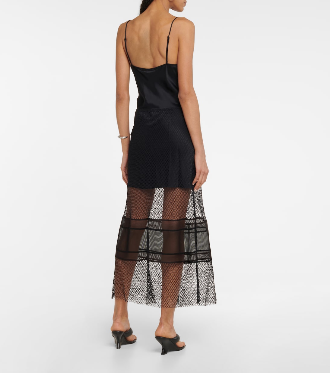 Mesh-trimmed satin slip dress | Helmut Lang