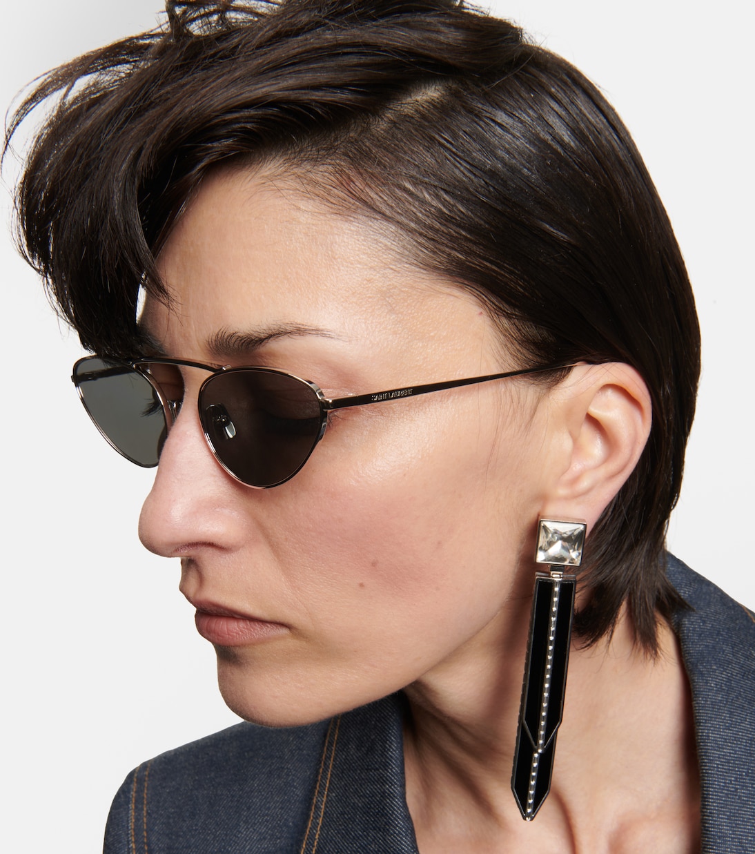 Oval metal sunglasses in silver Saint Laurent Mytheresa