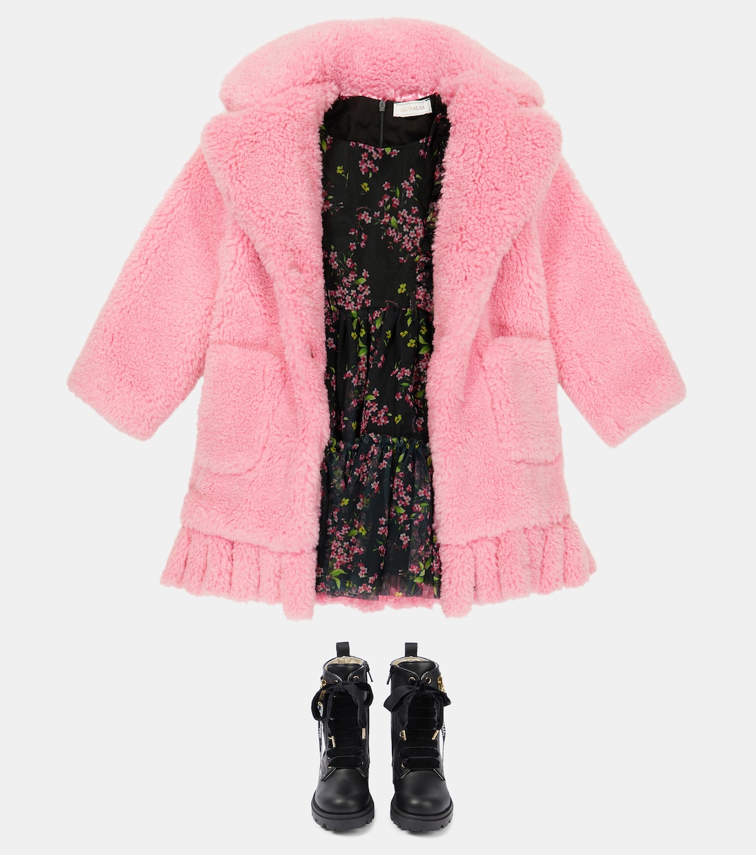 Mantel aus Faux Fur mit Fransen | Monnalisa
