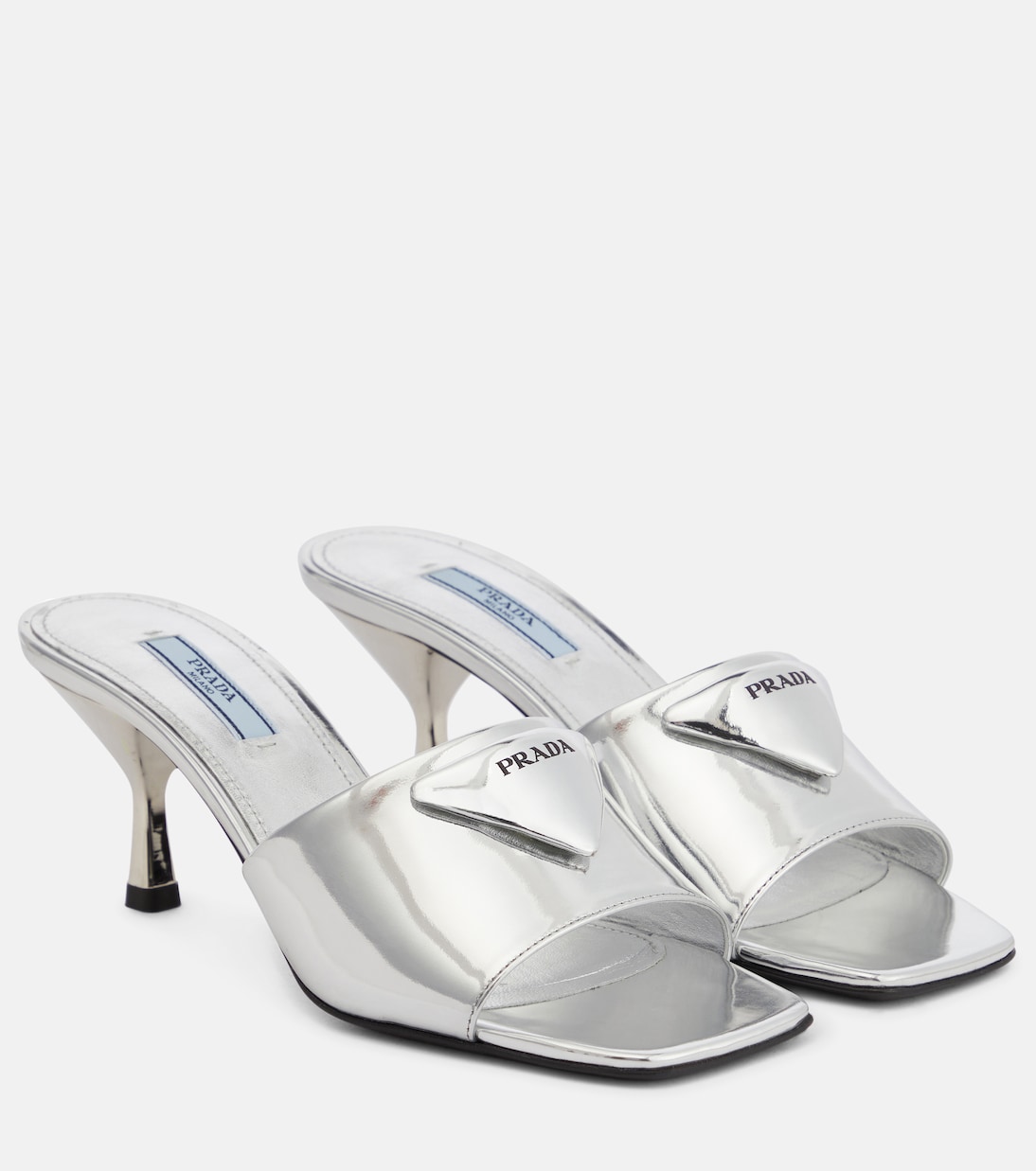 Metallic leather sandals | Prada