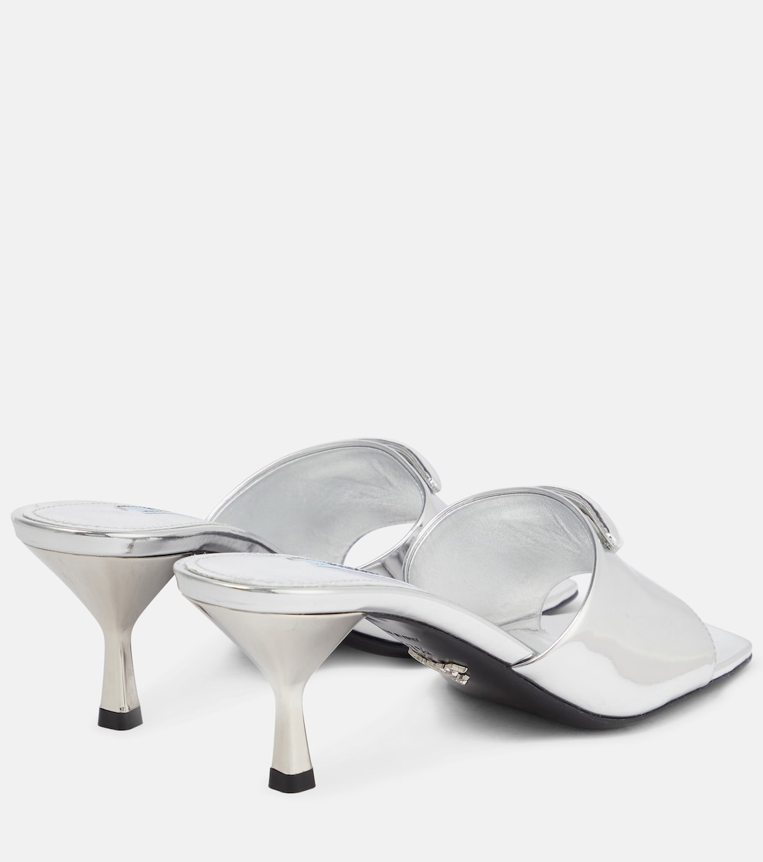 Metallic leather sandals | Prada