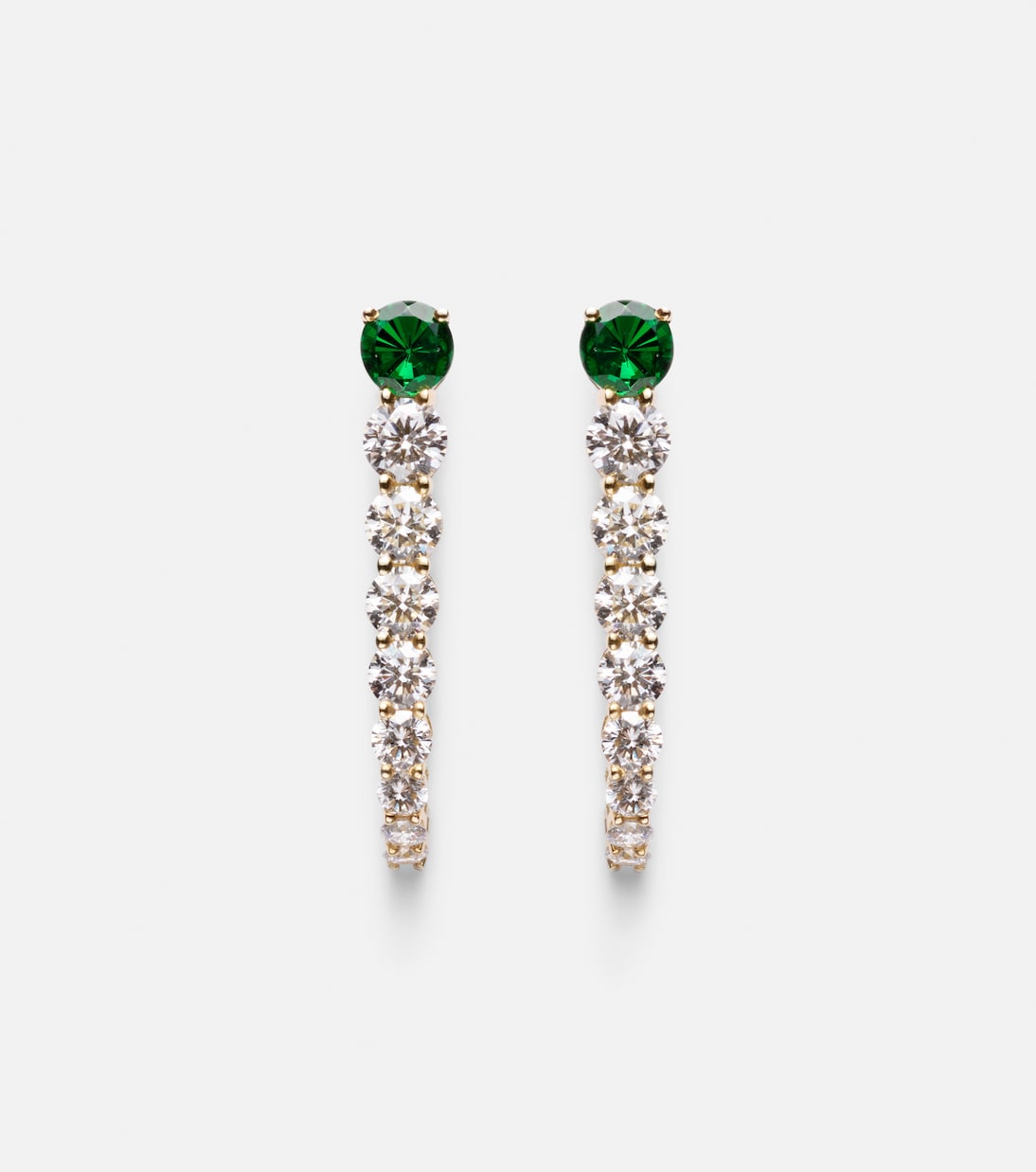 Boucles d'oreilles Aria Earhook en or 18 ct, diamants et tsavorites | Melissa Kaye