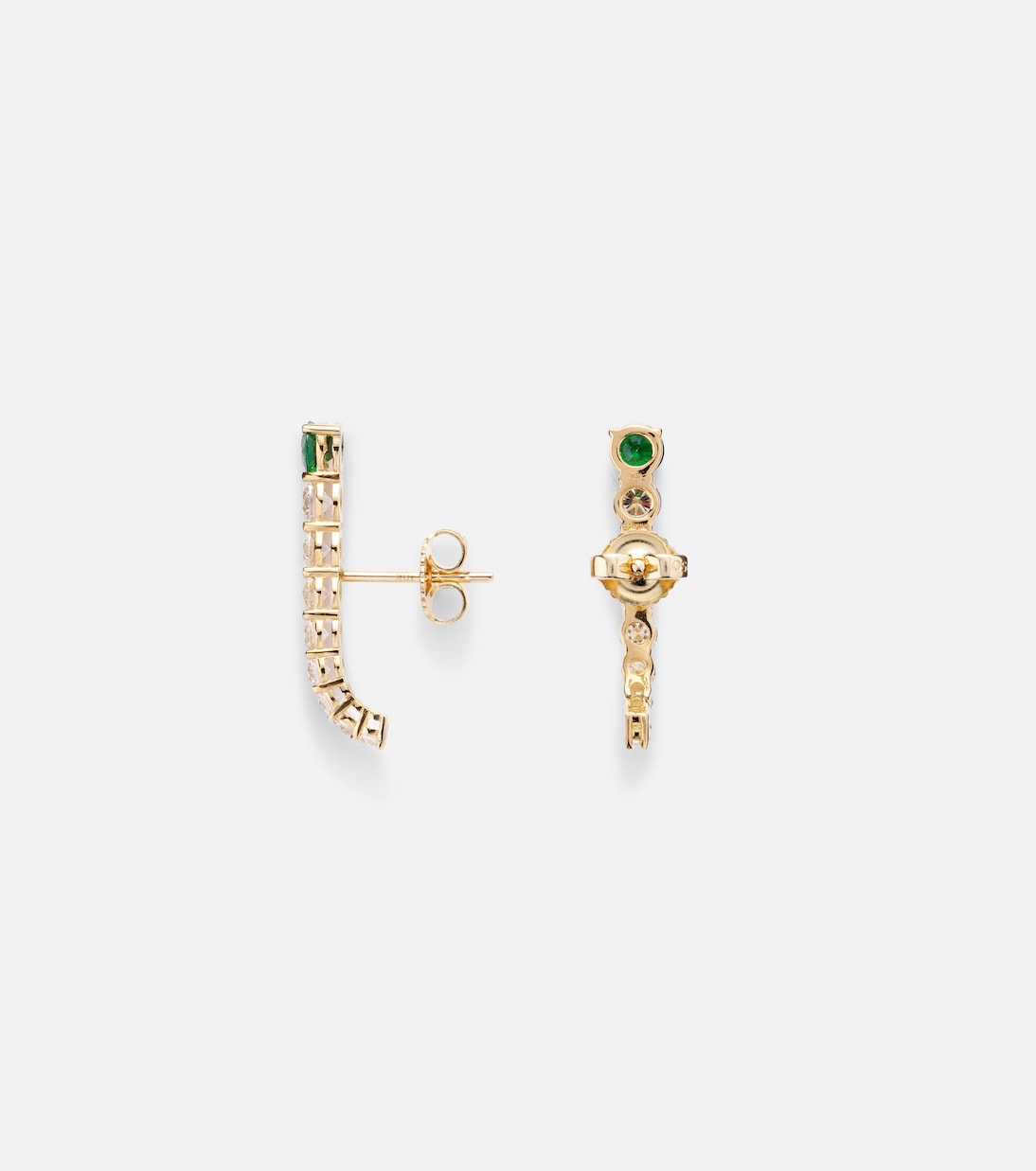 Boucles d'oreilles Aria Earhook en or 18 ct, diamants et tsavorites | Melissa Kaye