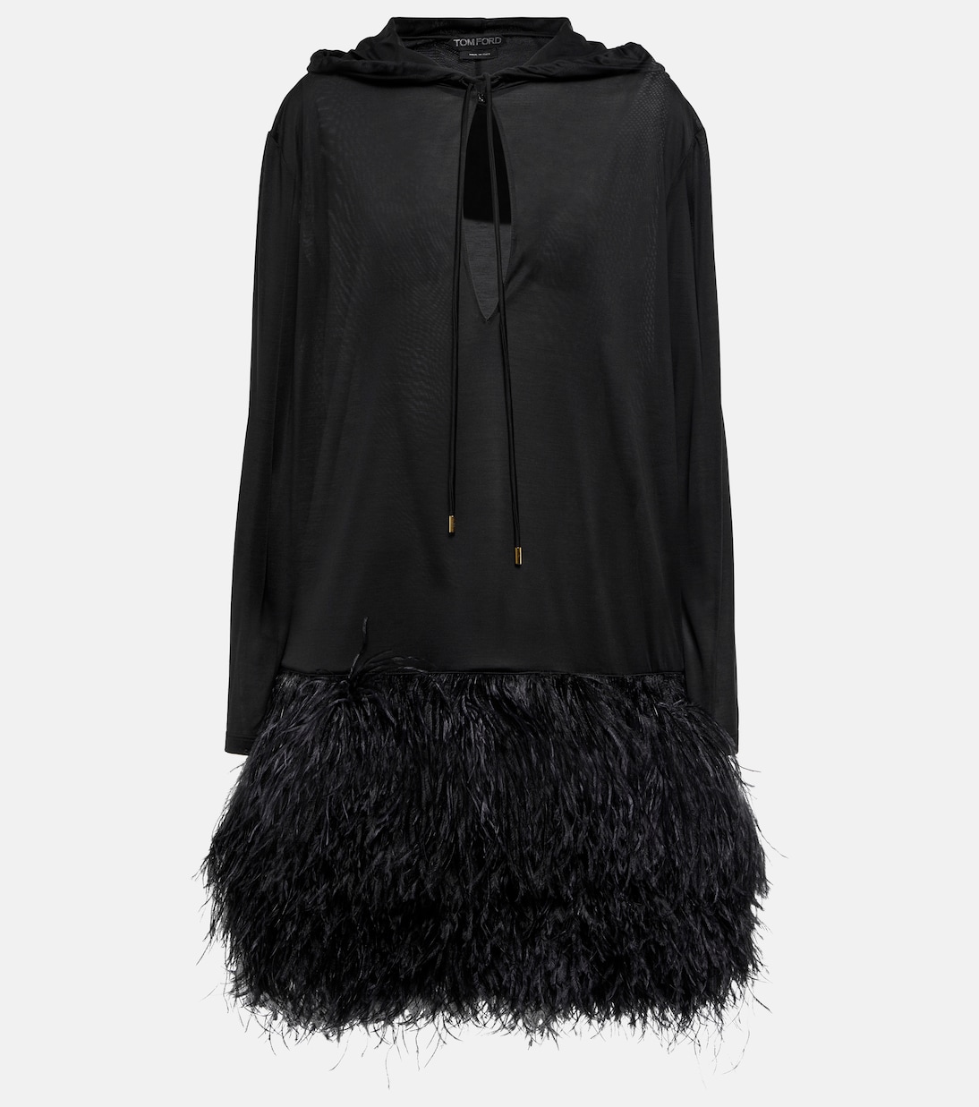 Midikleid aus Seiden-Jersey mit Federn | Tom Ford