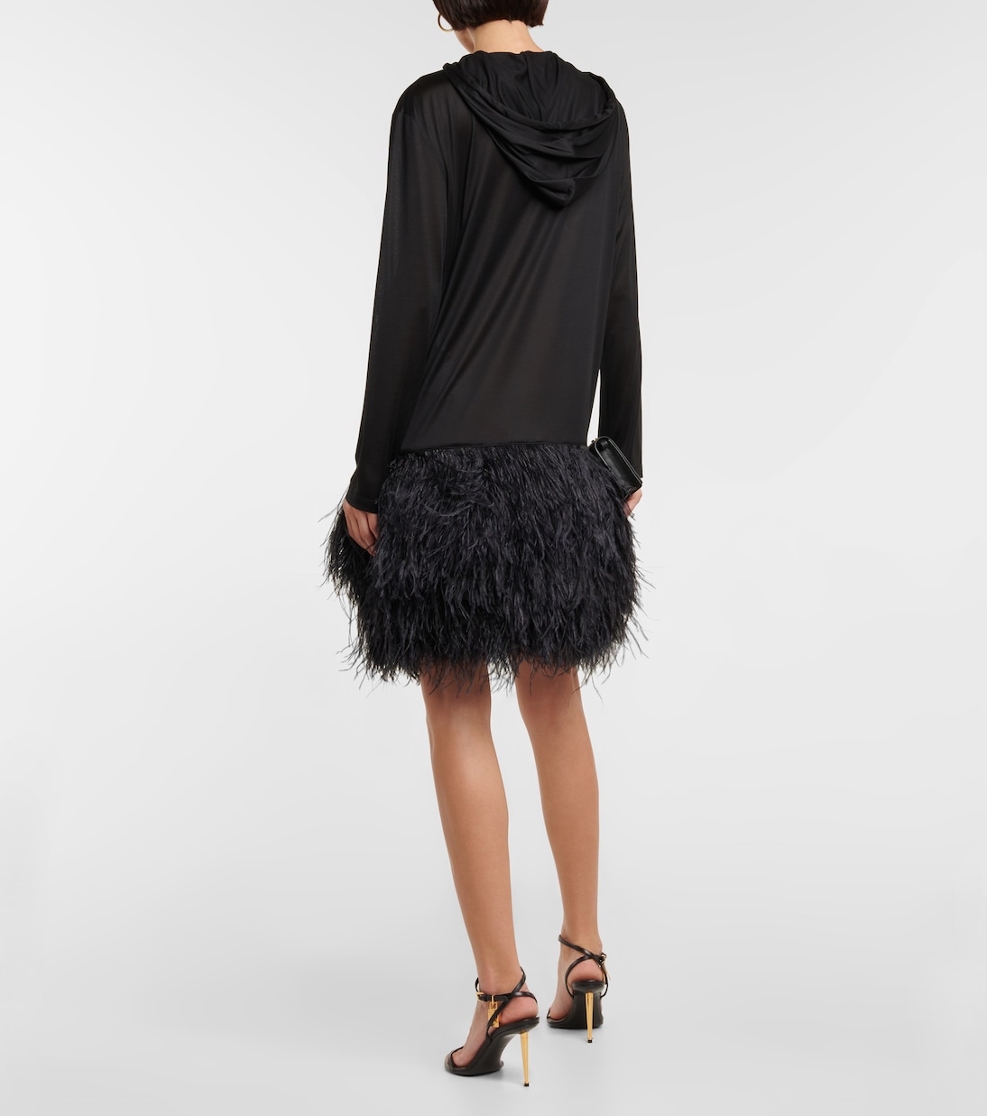 Midikleid aus Seiden-Jersey mit Federn | Tom Ford