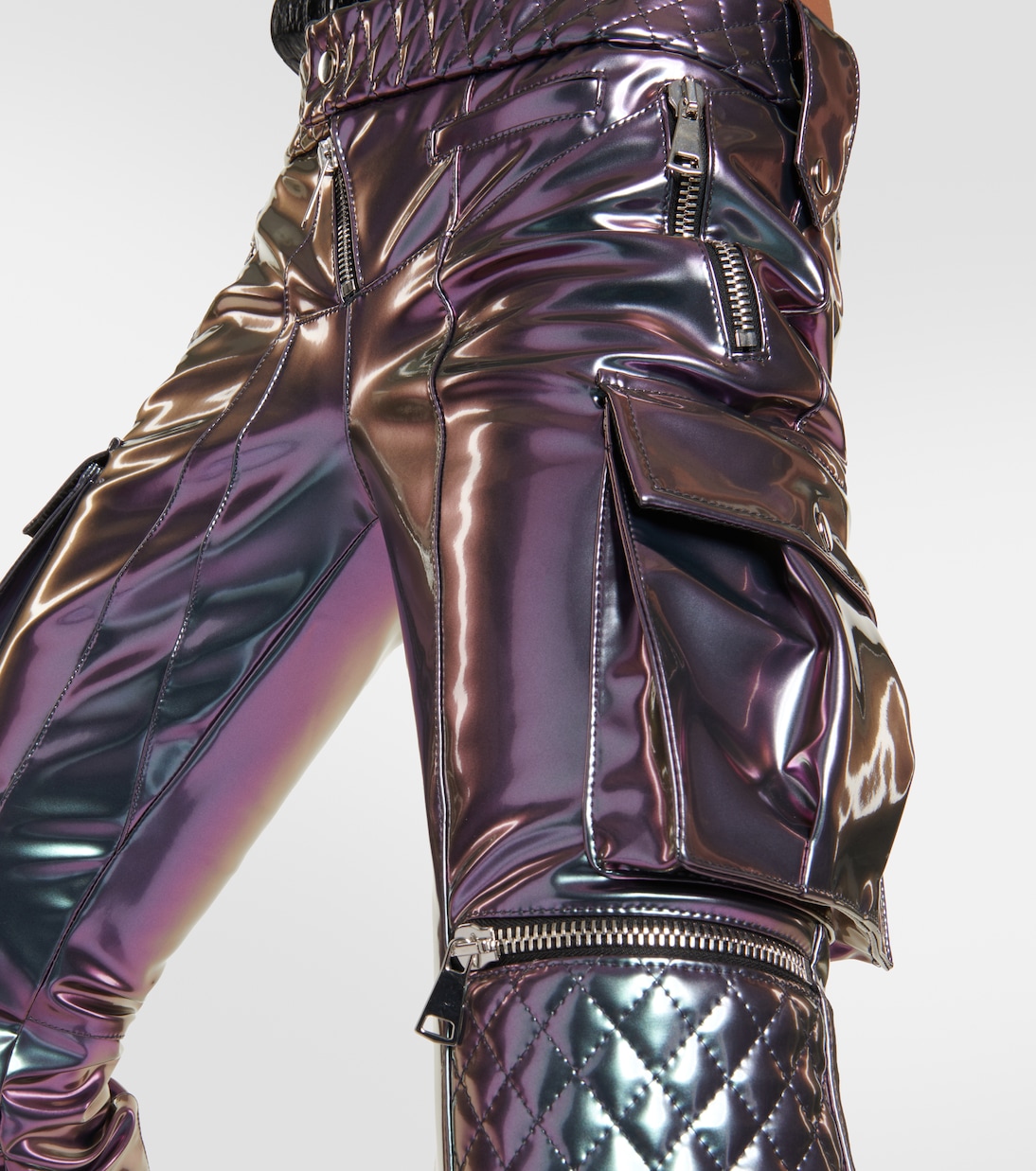 Holographic straight-leg cargo pants | LaQuan Smith