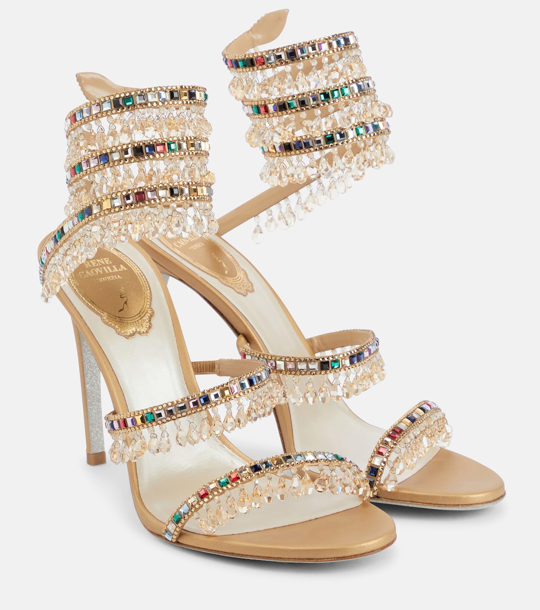 Chandelier embellished satin sandals | Rene Caovilla