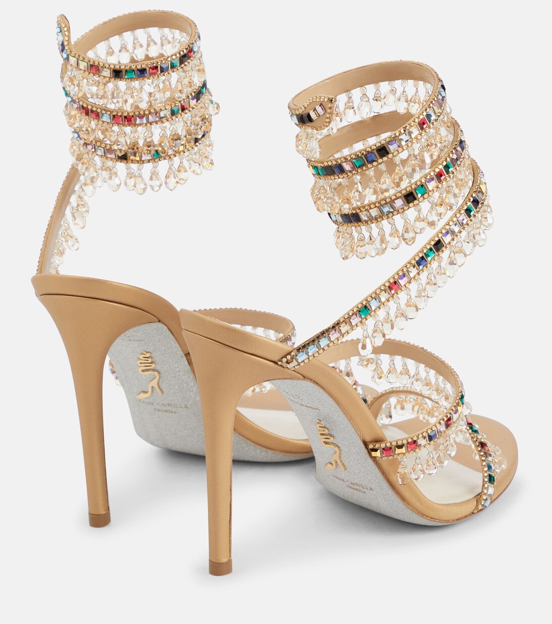 Chandelier embellished satin sandals | Rene Caovilla