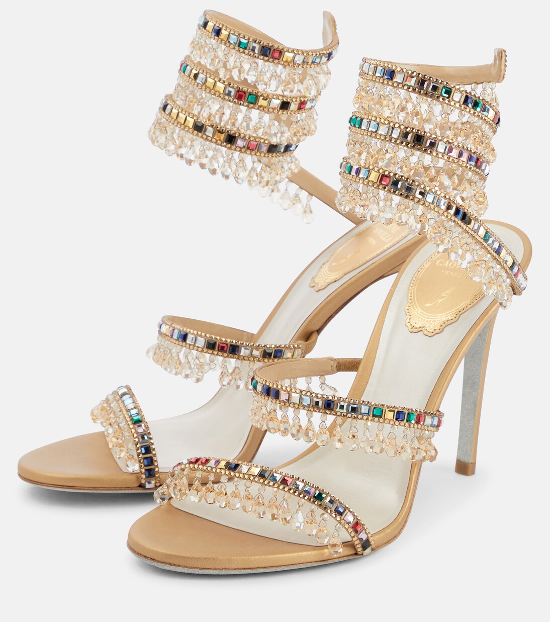 Chandelier embellished satin sandals | Rene Caovilla