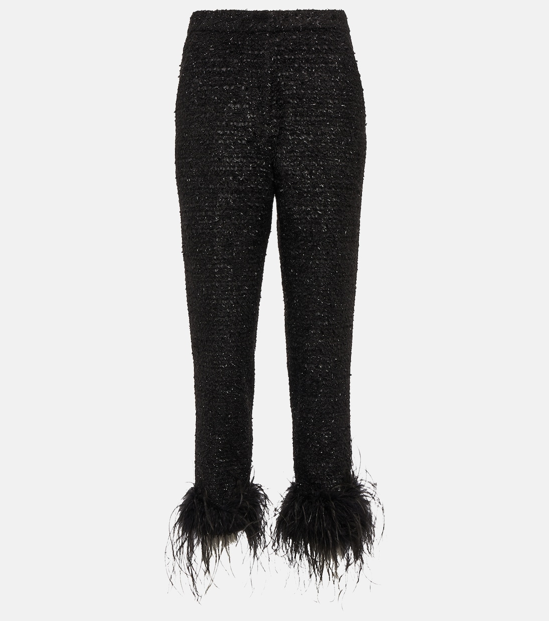 Jourdan feather-trimmed bouclé pants | Rebecca Vallance