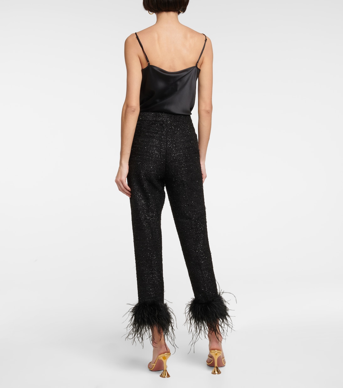 Jourdan feather-trimmed bouclé pants | Rebecca Vallance