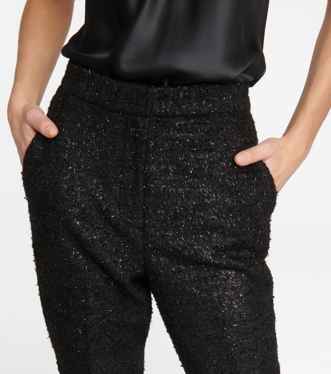 Jourdan feather-trimmed bouclé pants | Rebecca Vallance