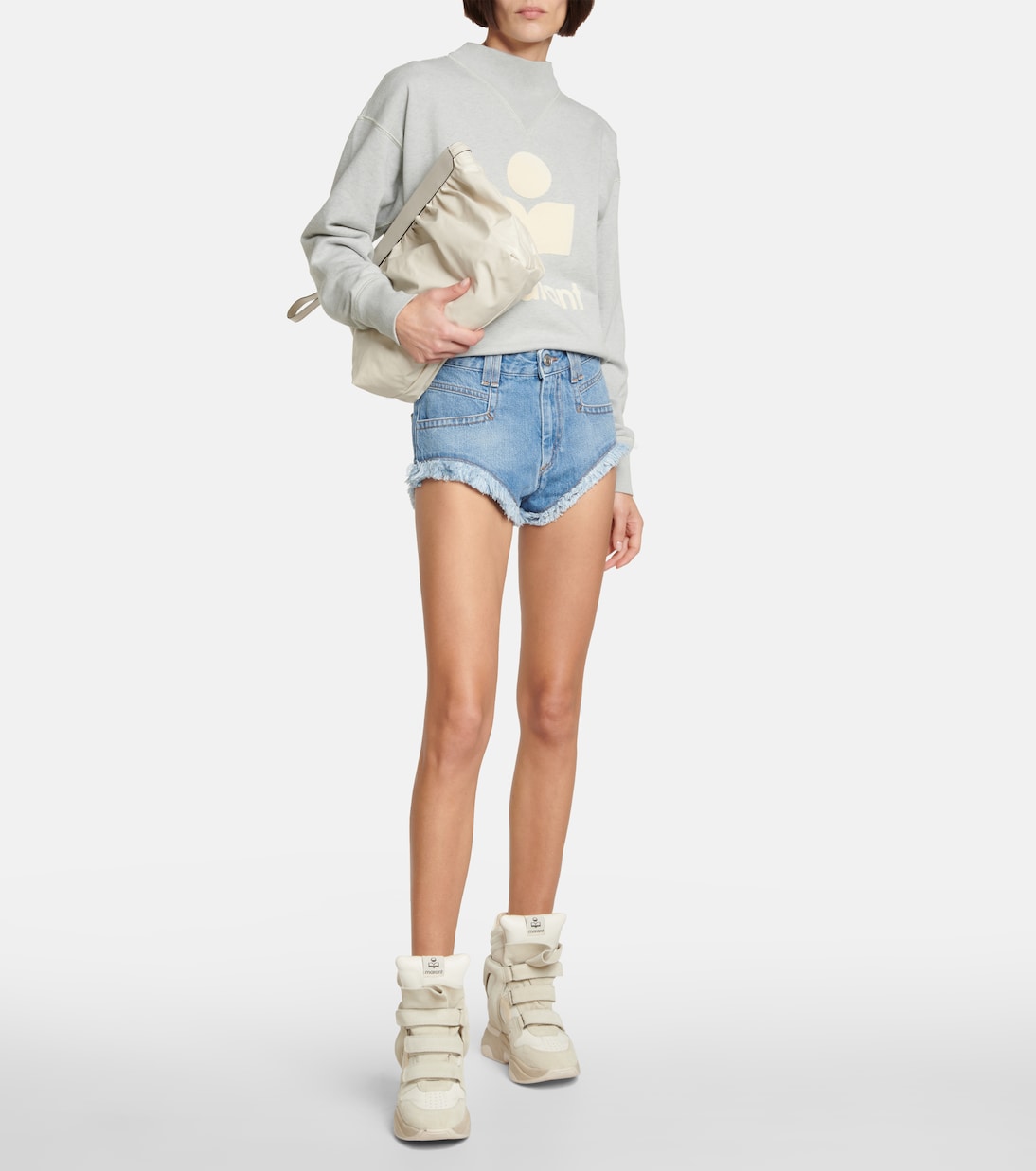 Eneidao fringe-trimmed denim shorts | Marant Etoile