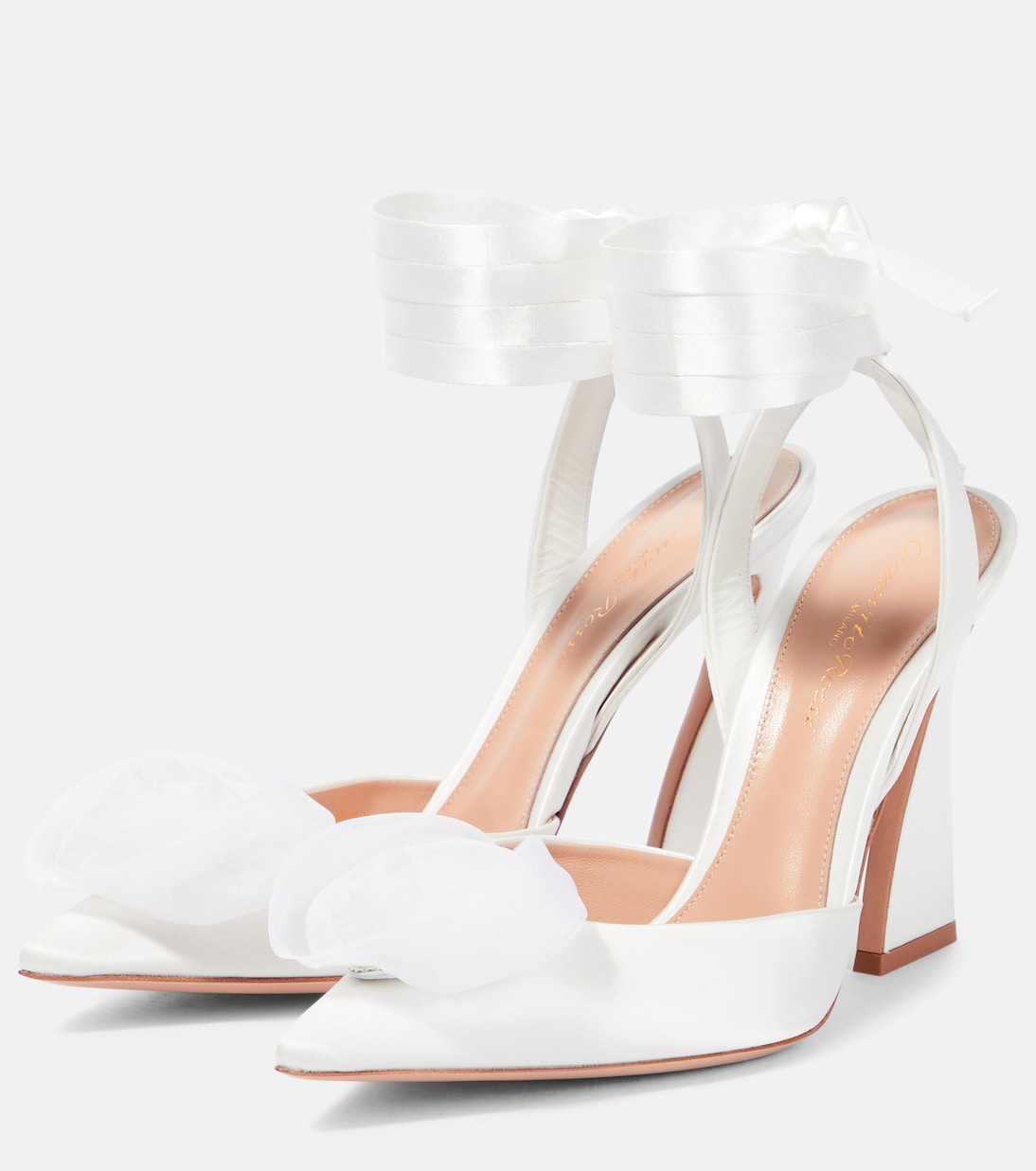 Escarpins en satin à fleurs | Gianvito Rossi