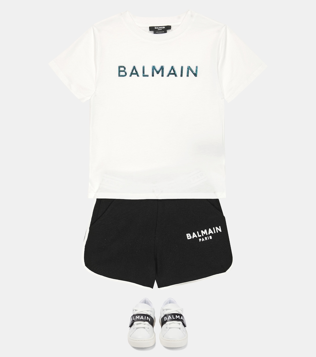 Shorts en jersey de algodón con logo | Balmain Kids