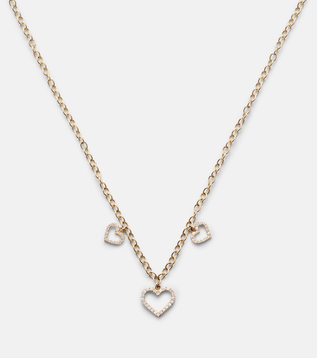 Three Hearts 14kt gold necklace with diamonds | Sydney Evan