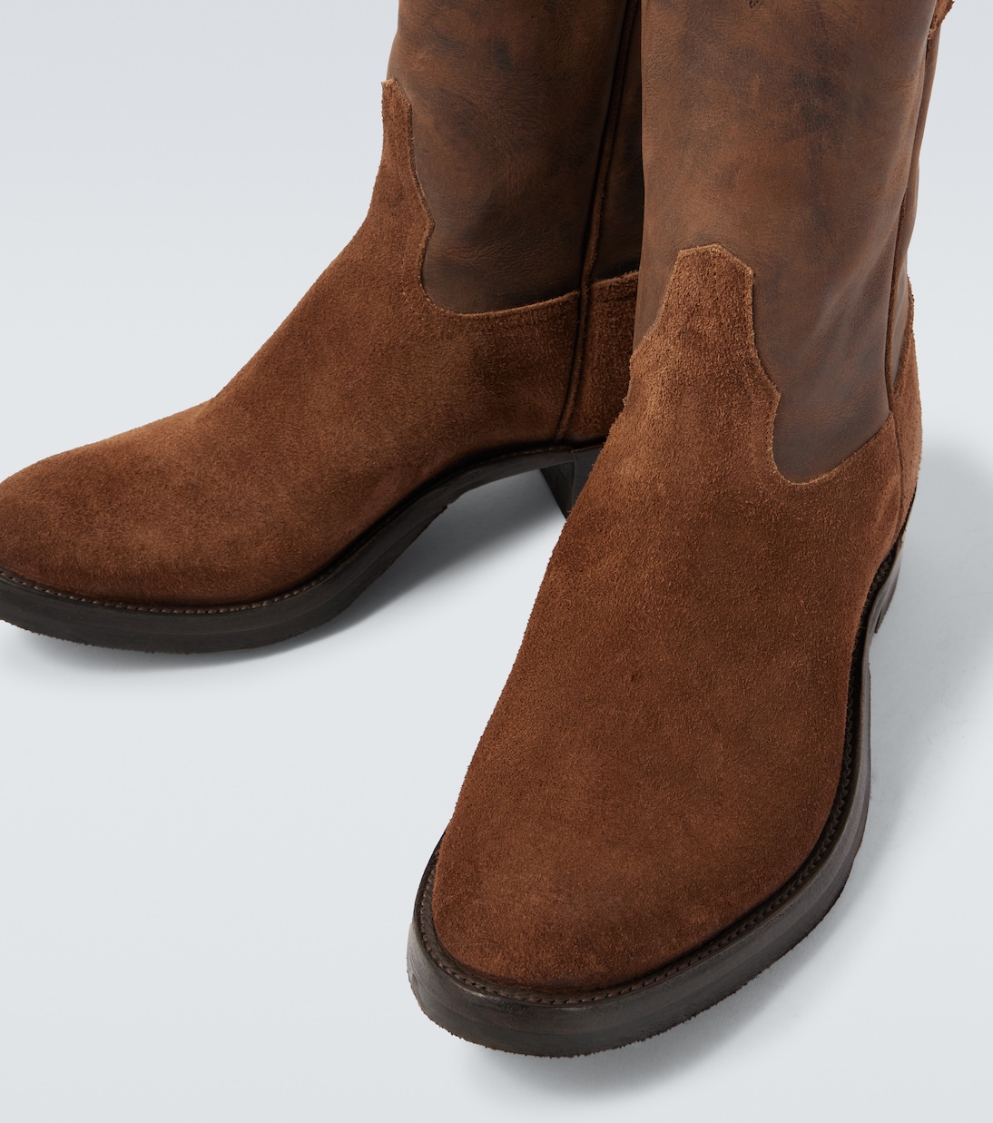 Westernstiefel aus Veloursleder und Leder | RRL