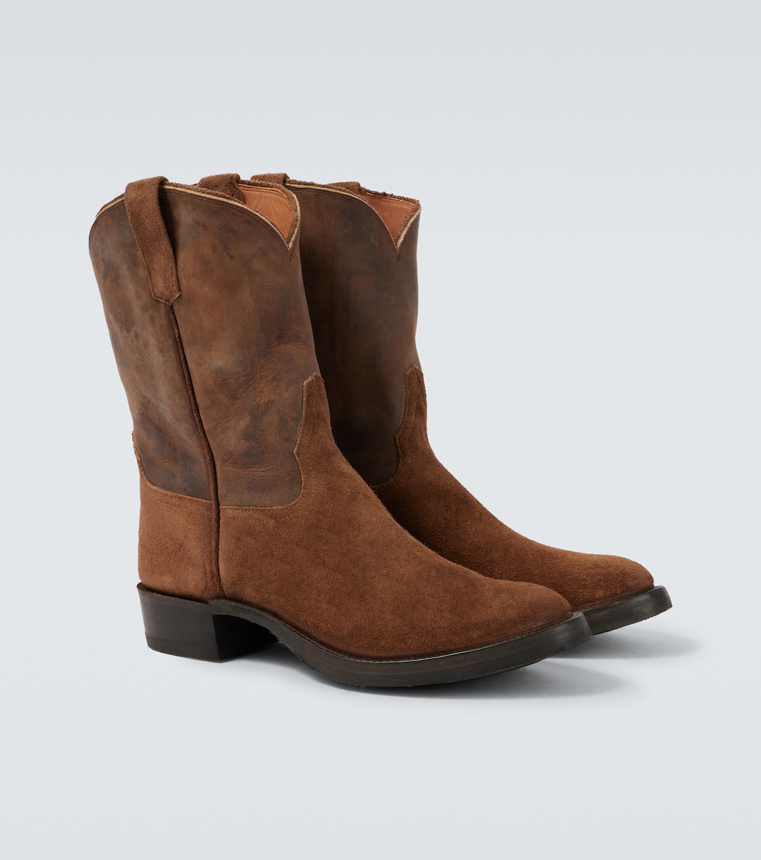 Westernstiefel aus Veloursleder und Leder | RRL